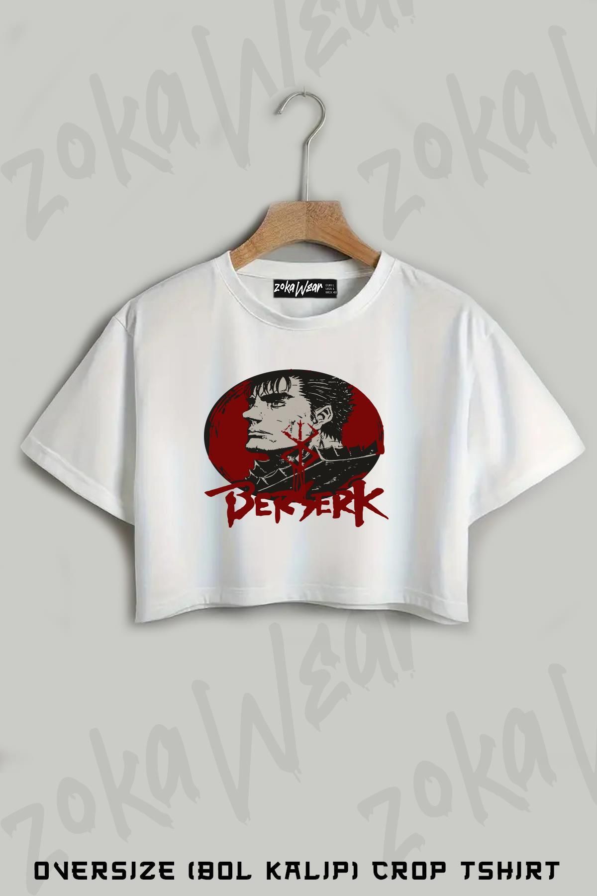 ZOKAWEAR Berserk Guts kader işareti özel anime Baskılı Oversize Crop T-Shirt