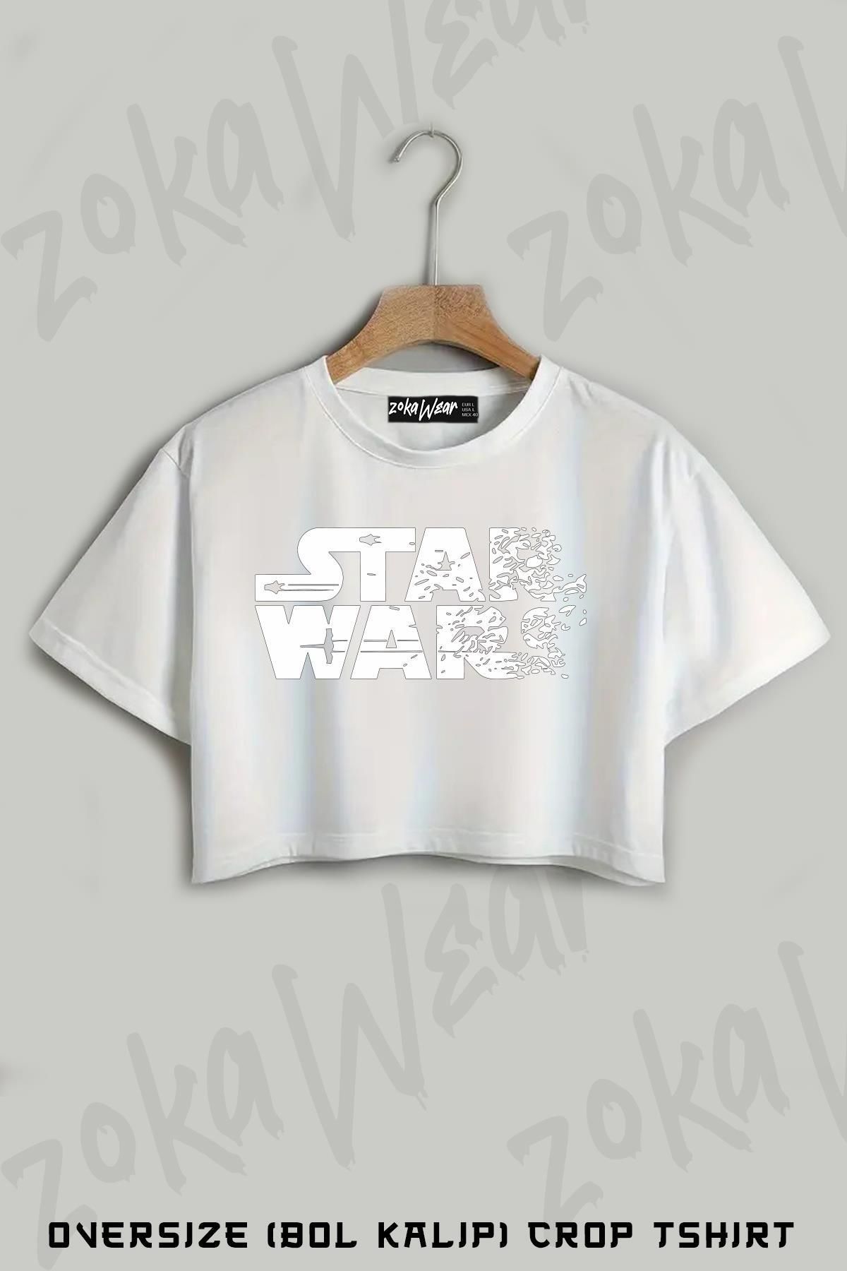 ZOKAWEAR Star Wars Logo 2 Baskılı Oversize Crop T-Shirt