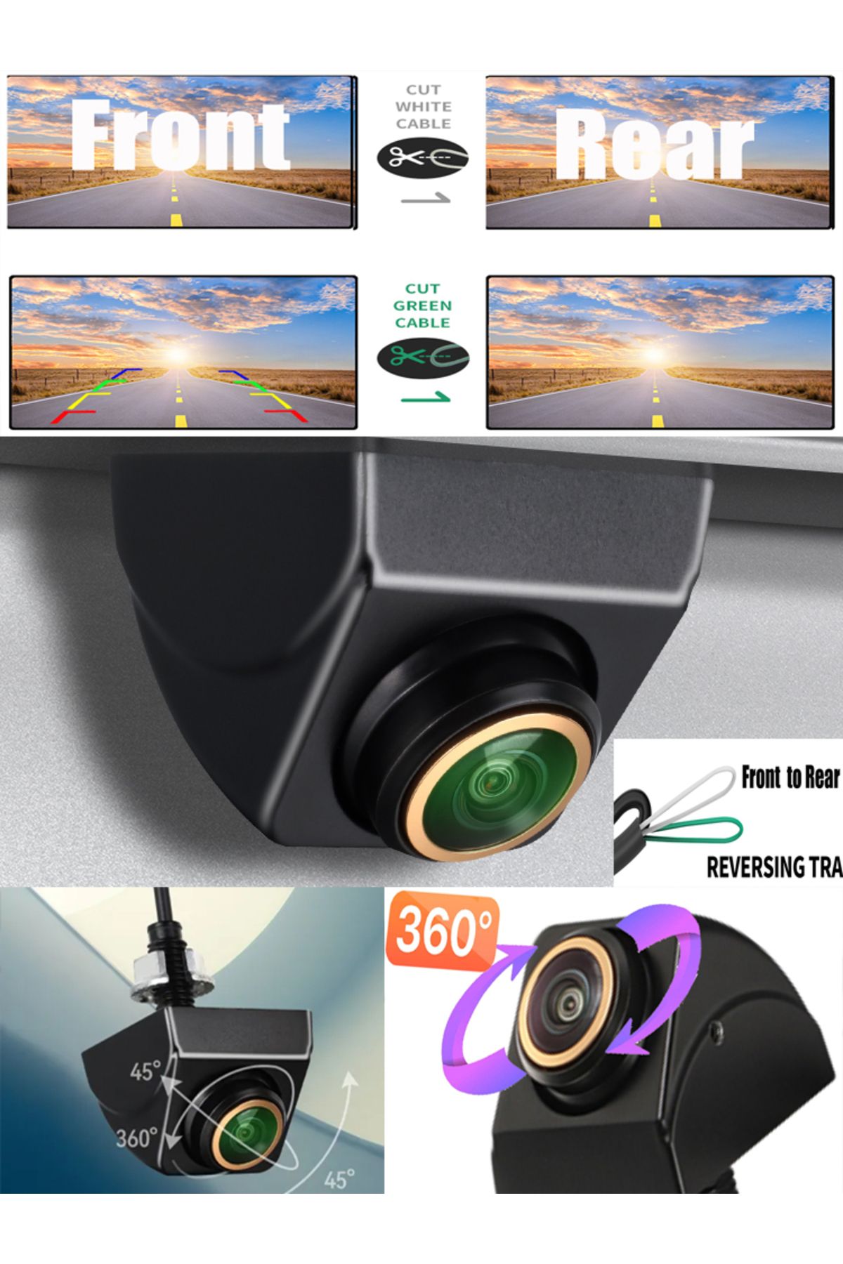Choice-Orange Car Front or Rear View Camera Wide Angle Reverse Parking Waterproof CCD Auto Backup Monitor U 7