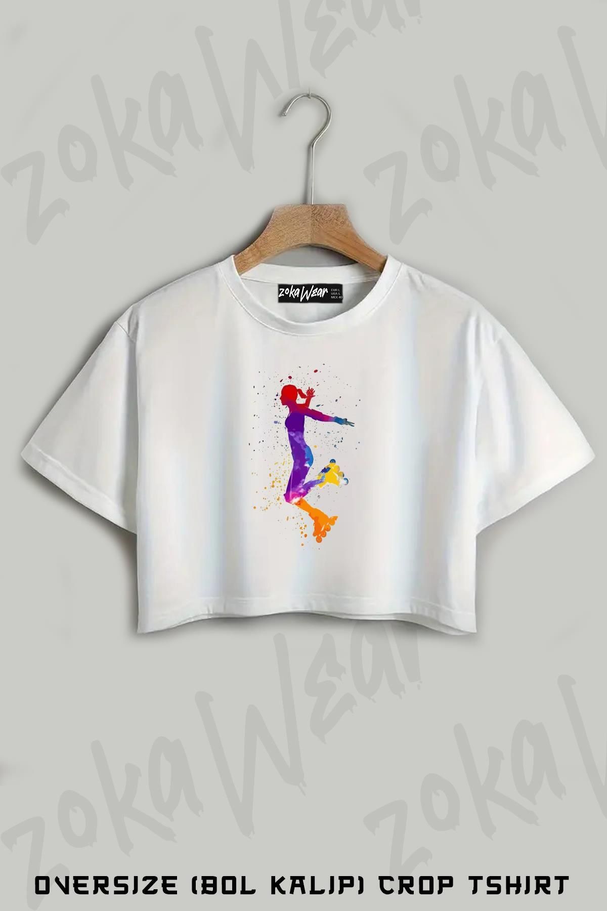 ZOKAWEAR Paten Baskılı Oversize Crop T-Shirt