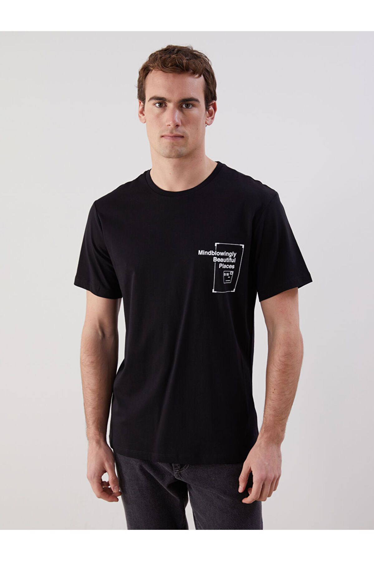 LC Waikiki-New Season Crew Neck Κοντό μανίκι εμπριμέ χτενισμένο βαμβακερό ανδρικό Tisort - S5IQ59Z8 1