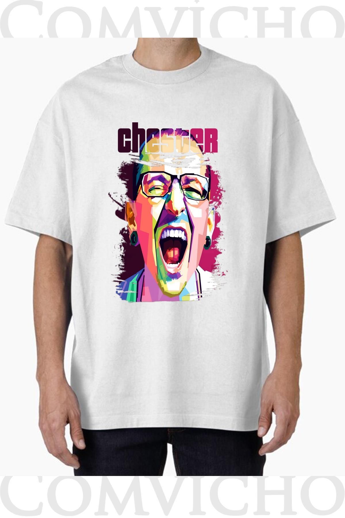 COMVİCHO Unisex chester v1 Tasarım Baskılı Oversize Tişört