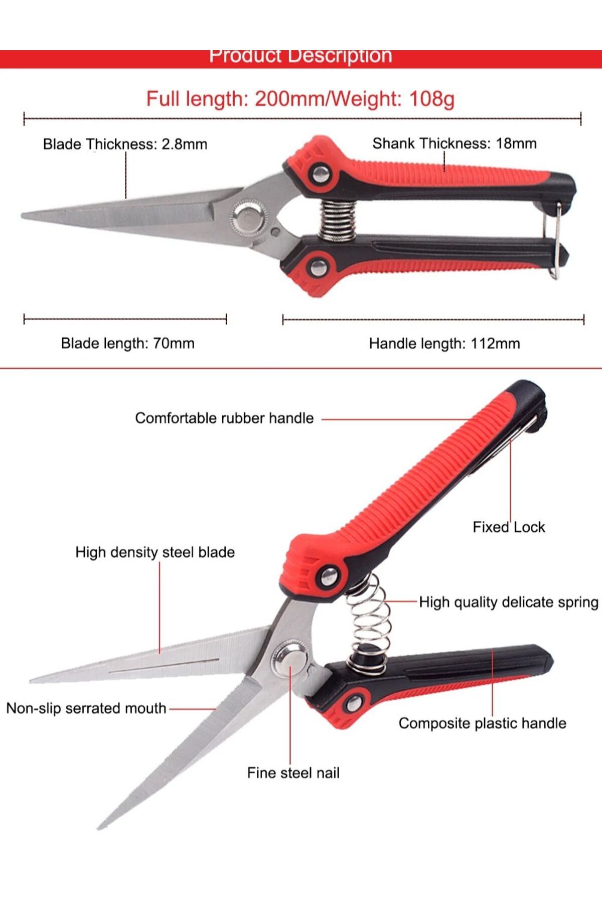 Choice-Stainless Steel Pruning Shears Sharp Branch Scissors with Non Slip Handle for Garden Fruit Tree T... 8