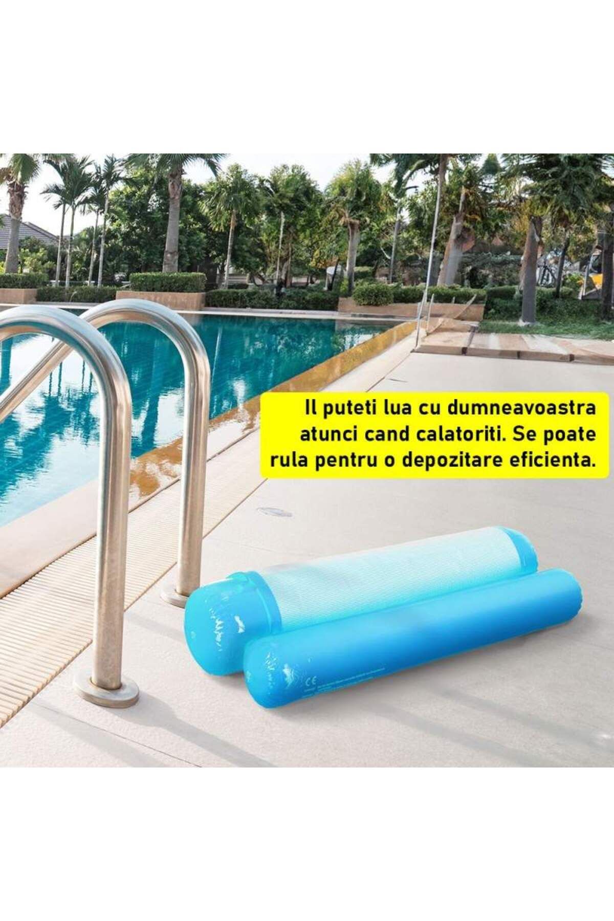 SIKS-Inflatable Hammock For Pool, Large, With Net, Pvc Nylon, 110 X 80 Cm, Blue - White 5