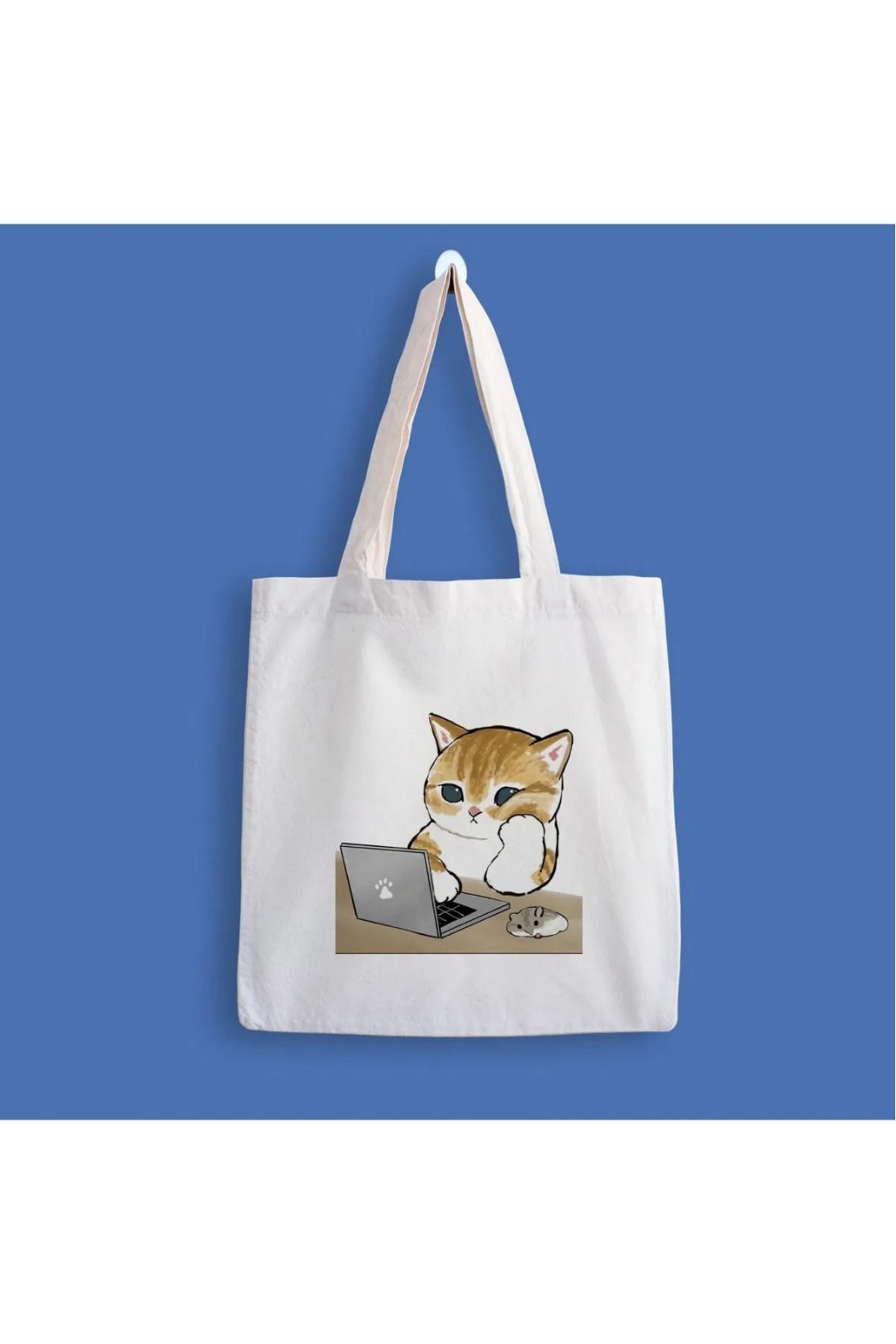 KİDOL Kedi Baskılı Bez Çanta