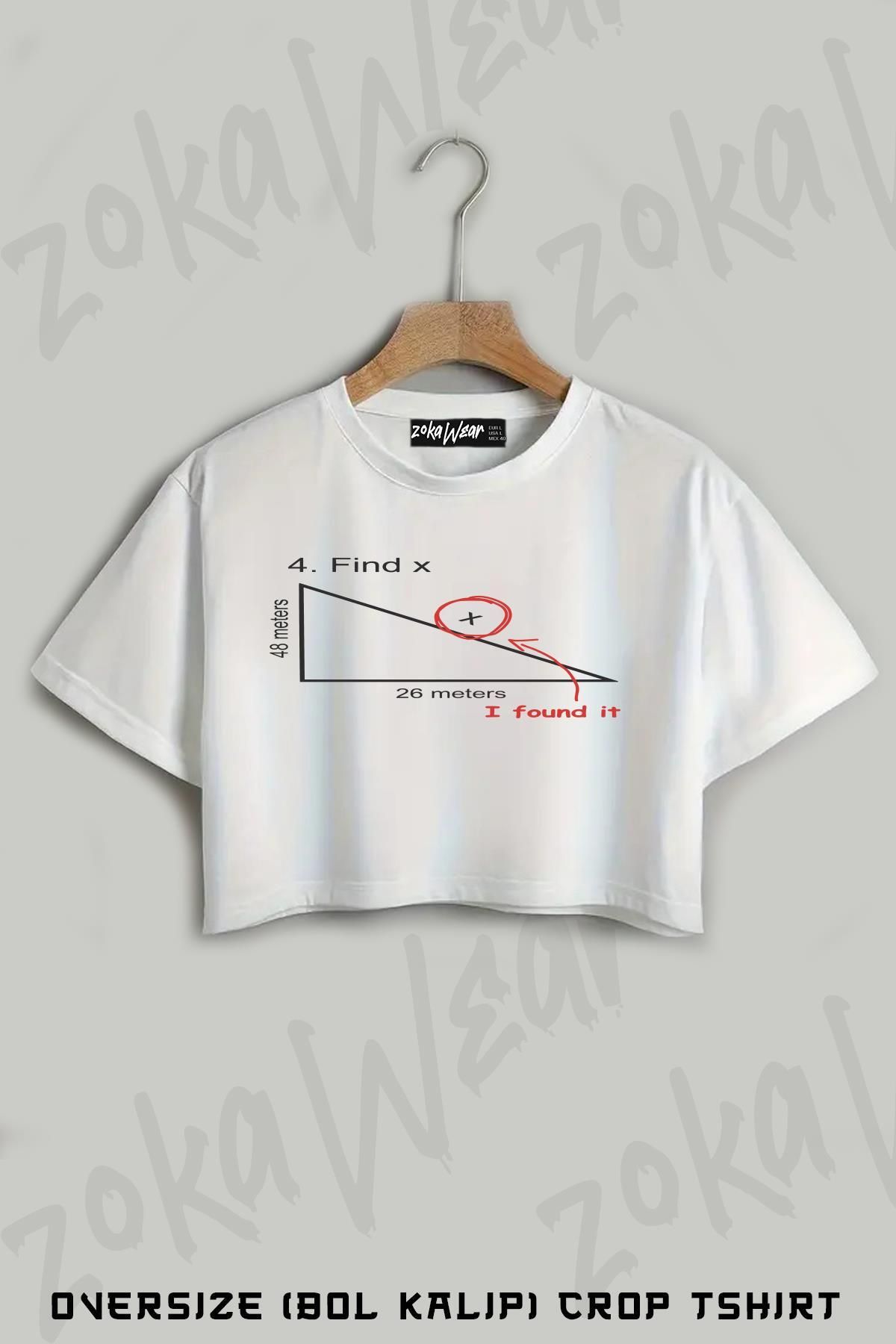 ZOKAWEAR Find X (Homecoming,Math) Baskılı Oversize Crop T-Shirt
