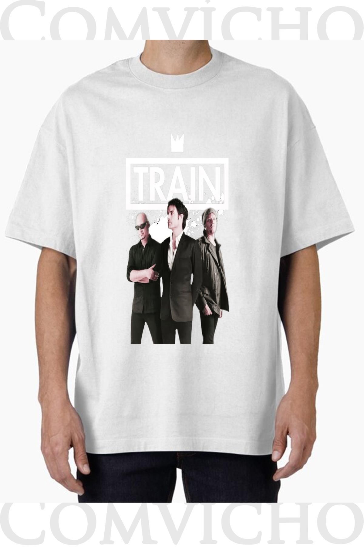 COMVİCHO Unisex traın v1 Tasarım Baskılı Oversize Tişört