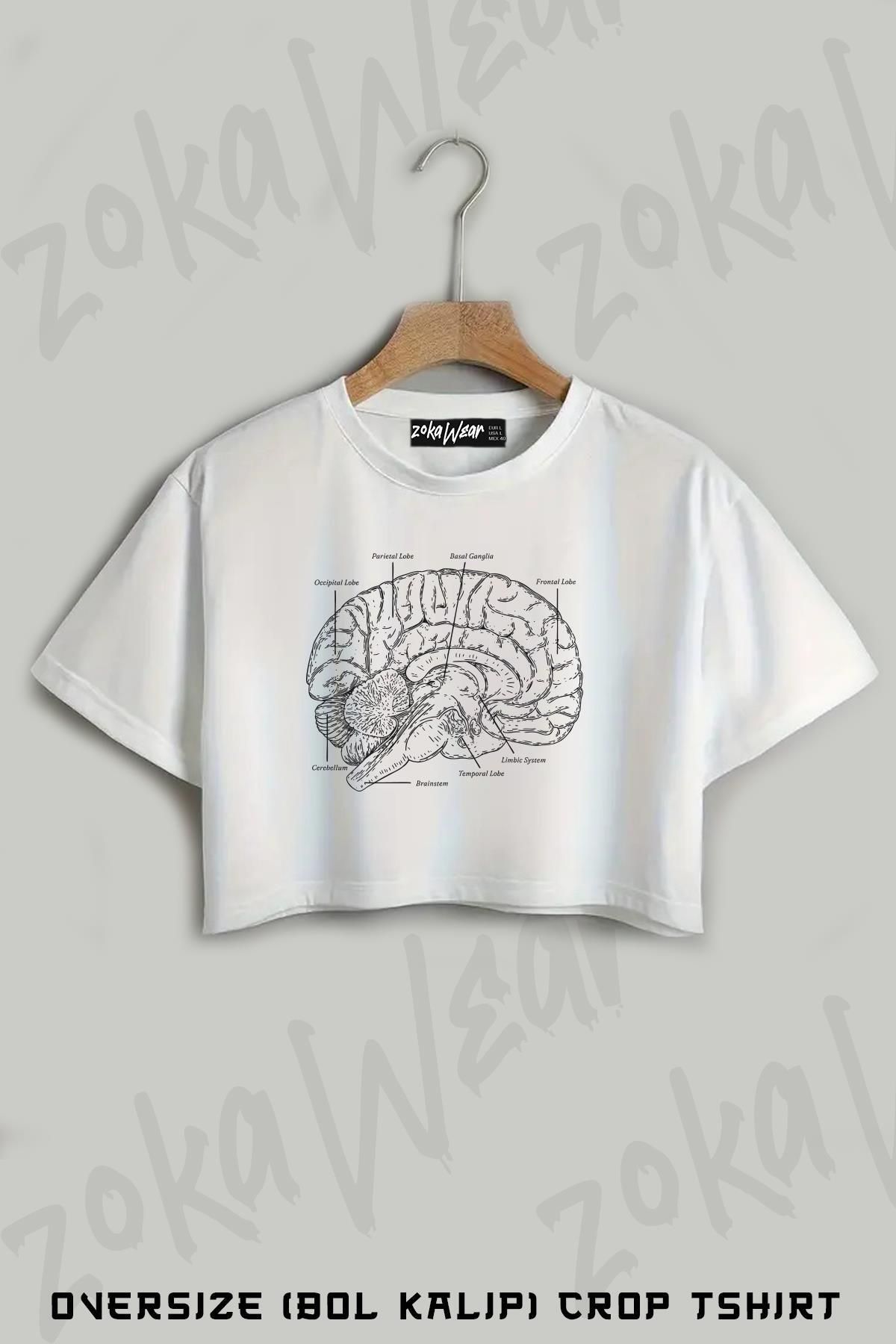 ZOKAWEAR Beyin Doktor Sağlık Sağlıkç Tıp Baskılı Oversize Crop T-Shirt