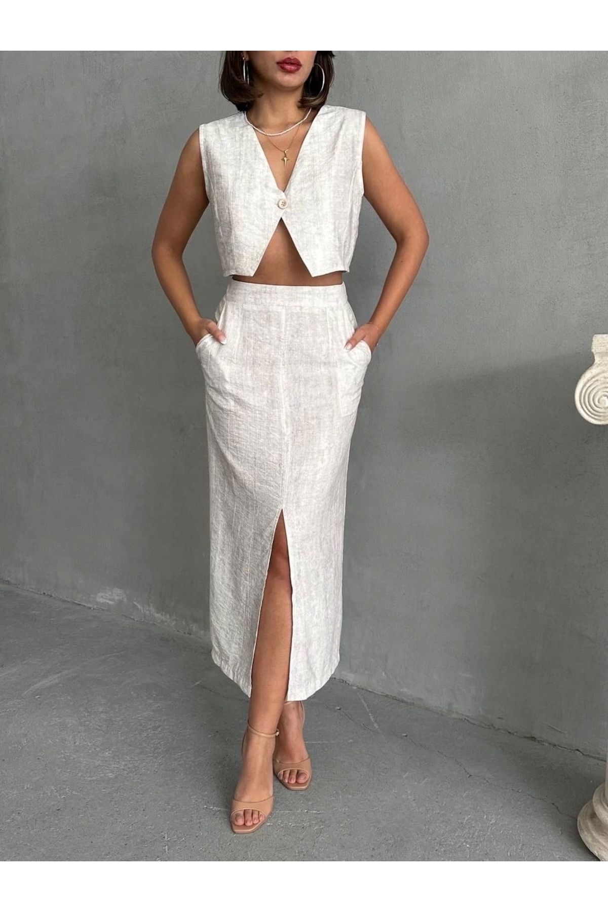 BellevieStore Çilek takım etek yelek