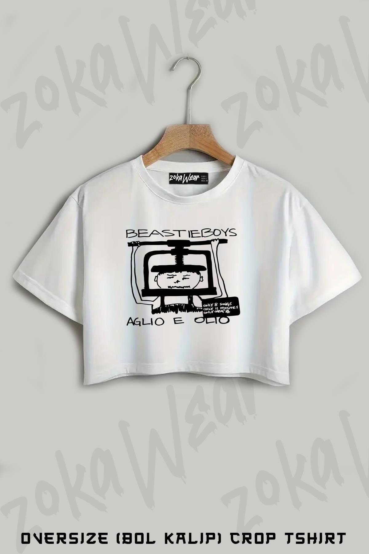 ZOKAWEAR Beastie Boys Aglio E Baskılı Oversize Crop T-Shirt