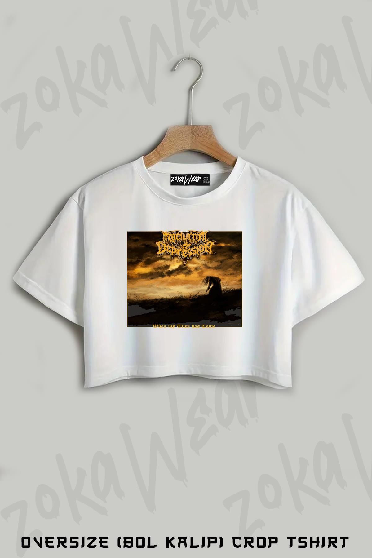 ZOKAWEAR Nocturnal Depression3 Baskılı Oversize Crop T-Shirt