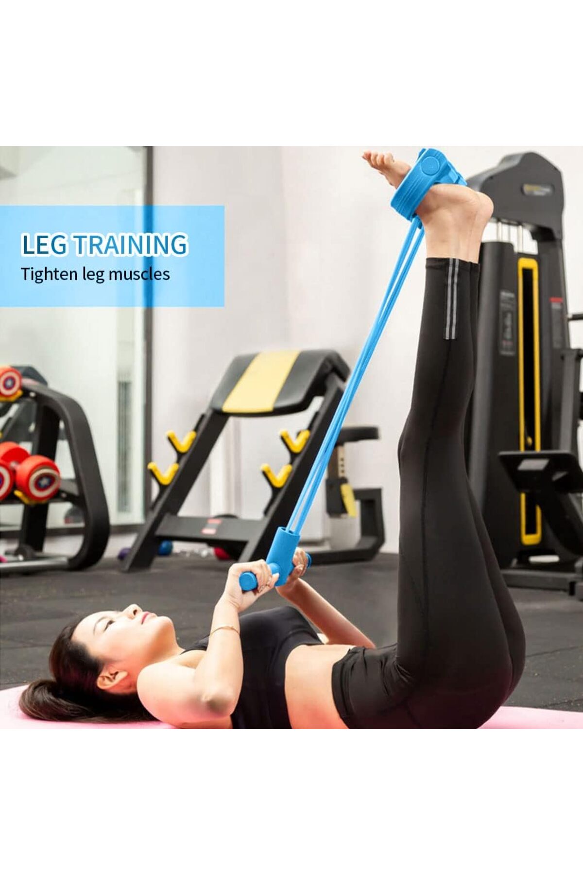 حبل سحب مرن من 4 انابيب مع دواسة للقدم لتمارين البطن والساق والخصر تومي
