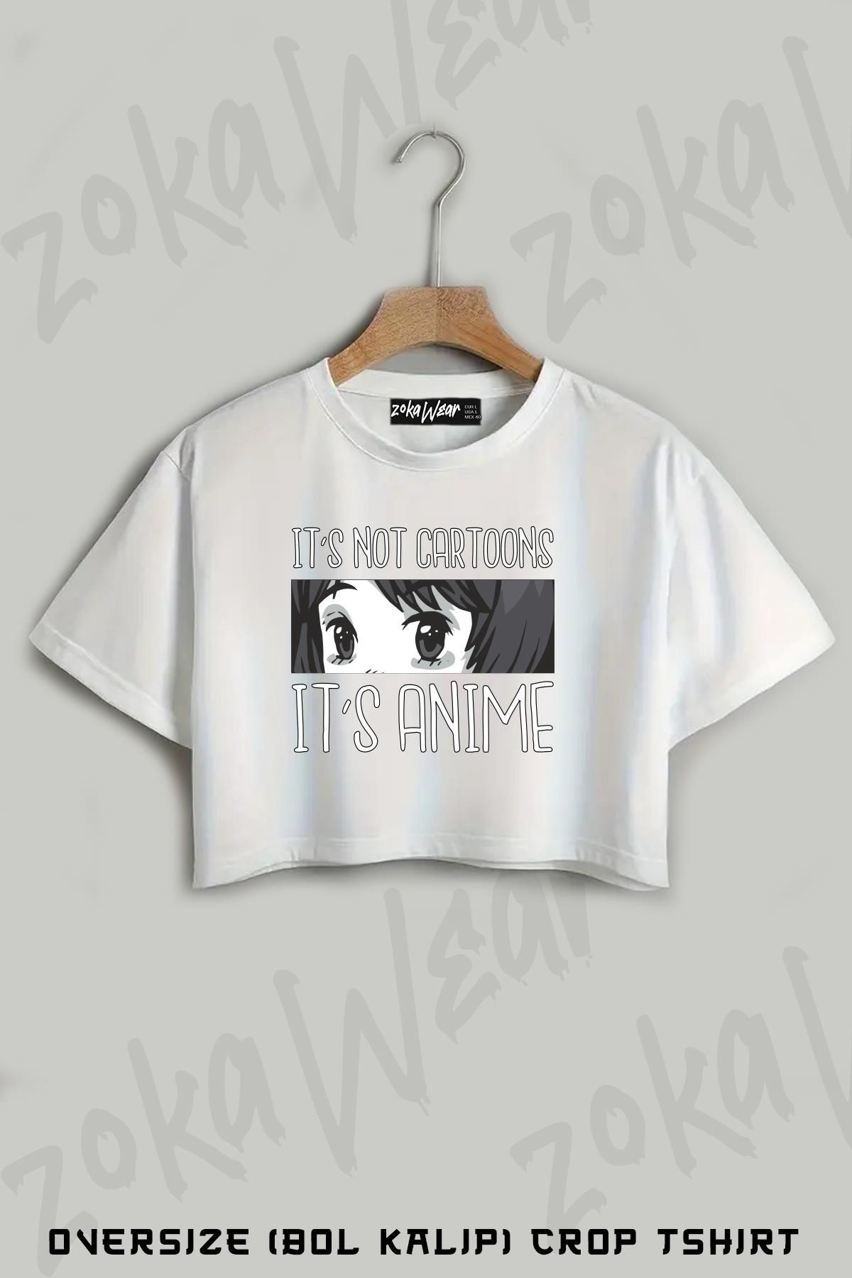 ZOKAWEAR It's Anime Not Cartoon's Manga Karakteri Baskılı Oversize Crop T-Shirt