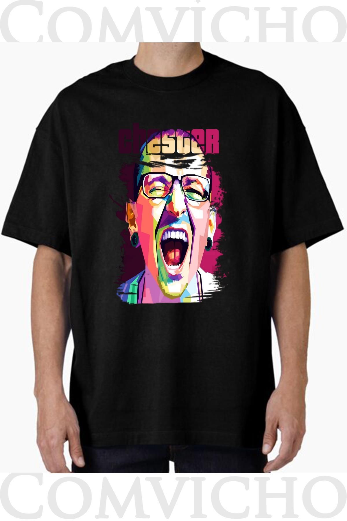 COMVİCHO Unisex chester v1 Tasarım Baskılı Oversize Tişört