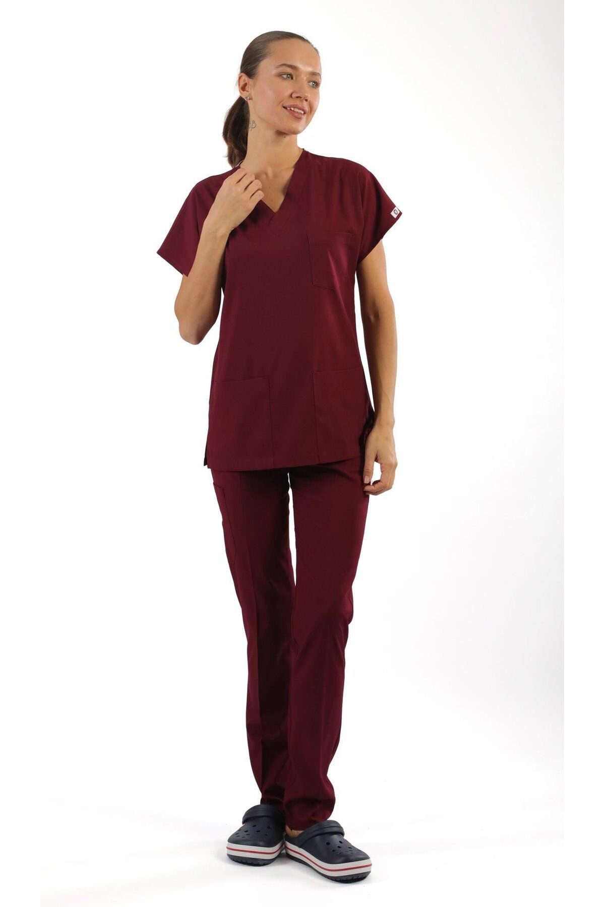 ASFORMA Scrub-Premium Likralı Bayan-Bordo