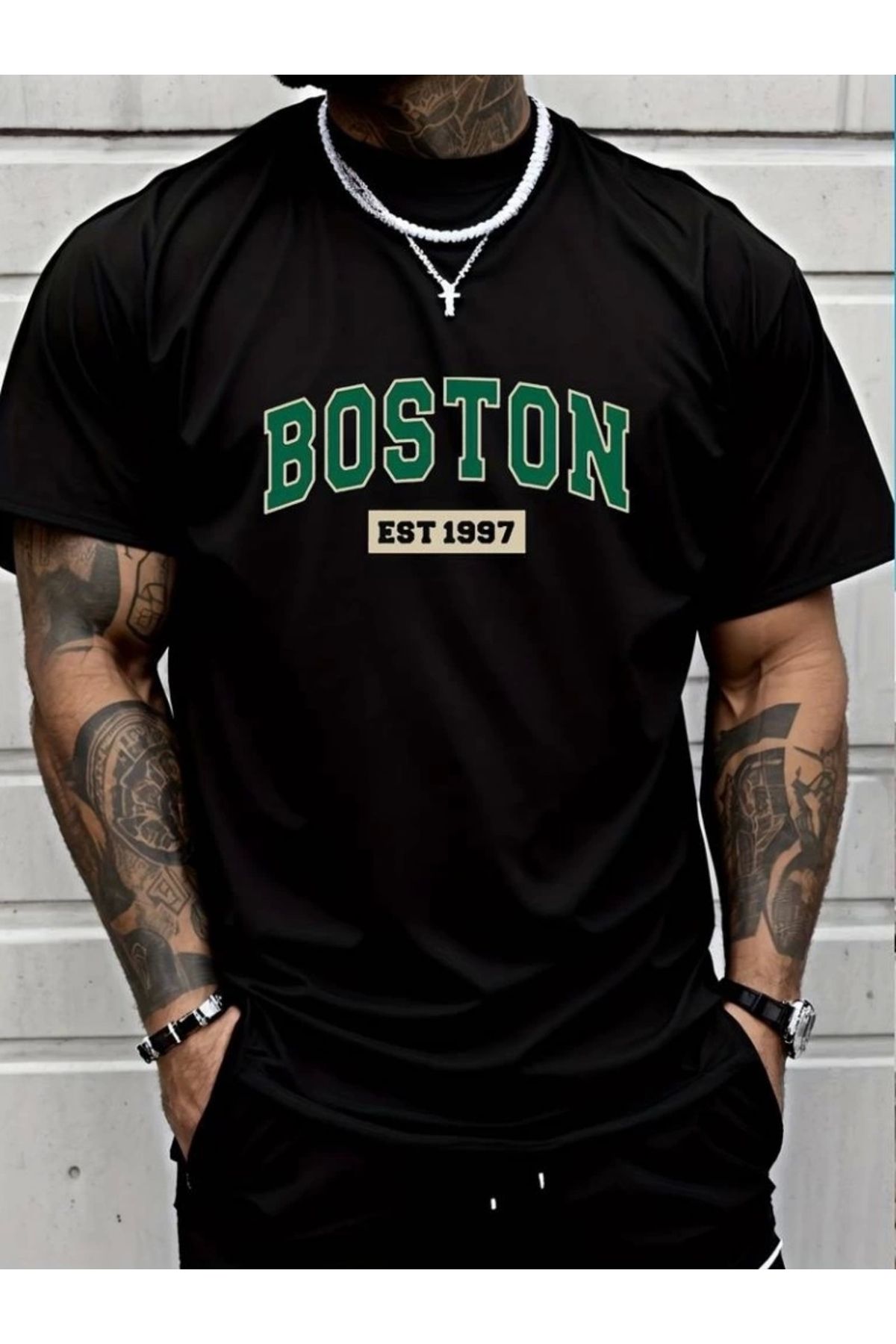 Butik Erkek Boston Baskılı Süprem T-shirt