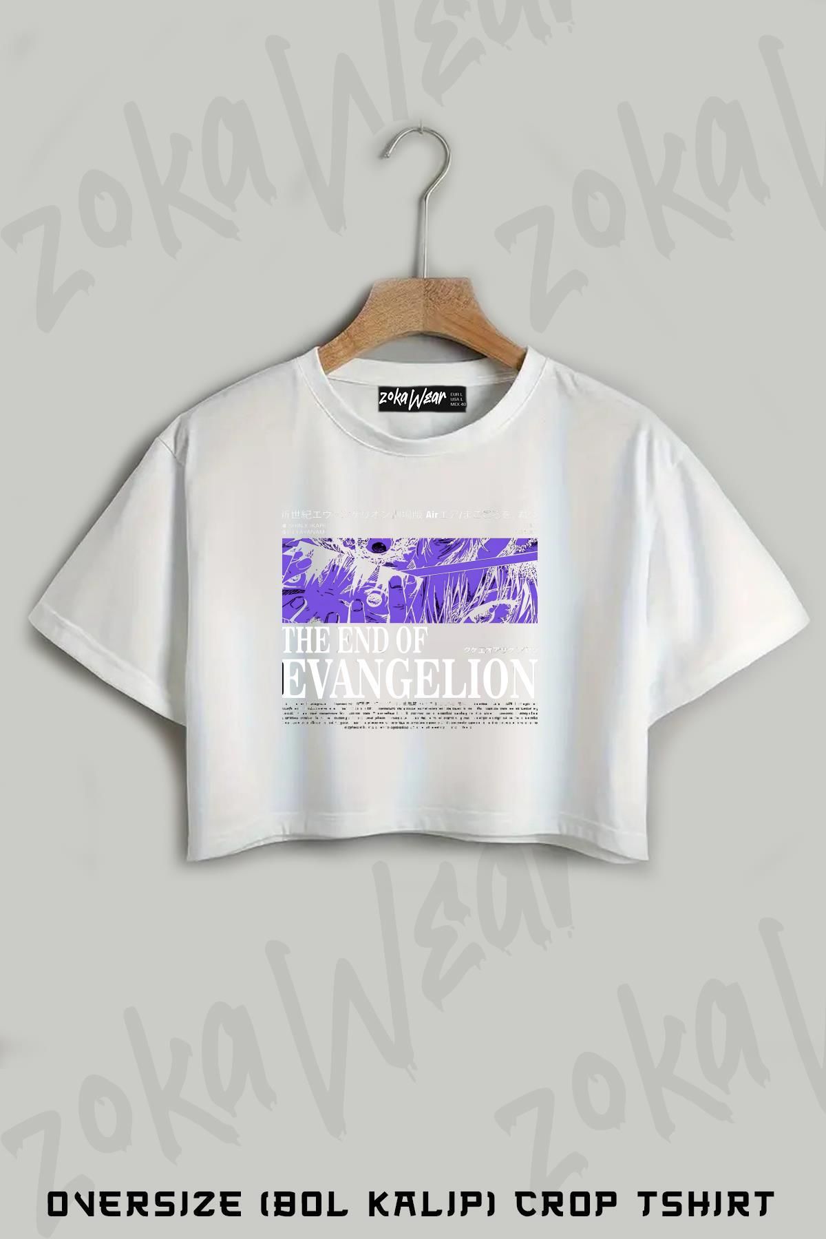 ZOKAWEAR The End Of Evangelion Baskılı Oversize Crop T-Shirt