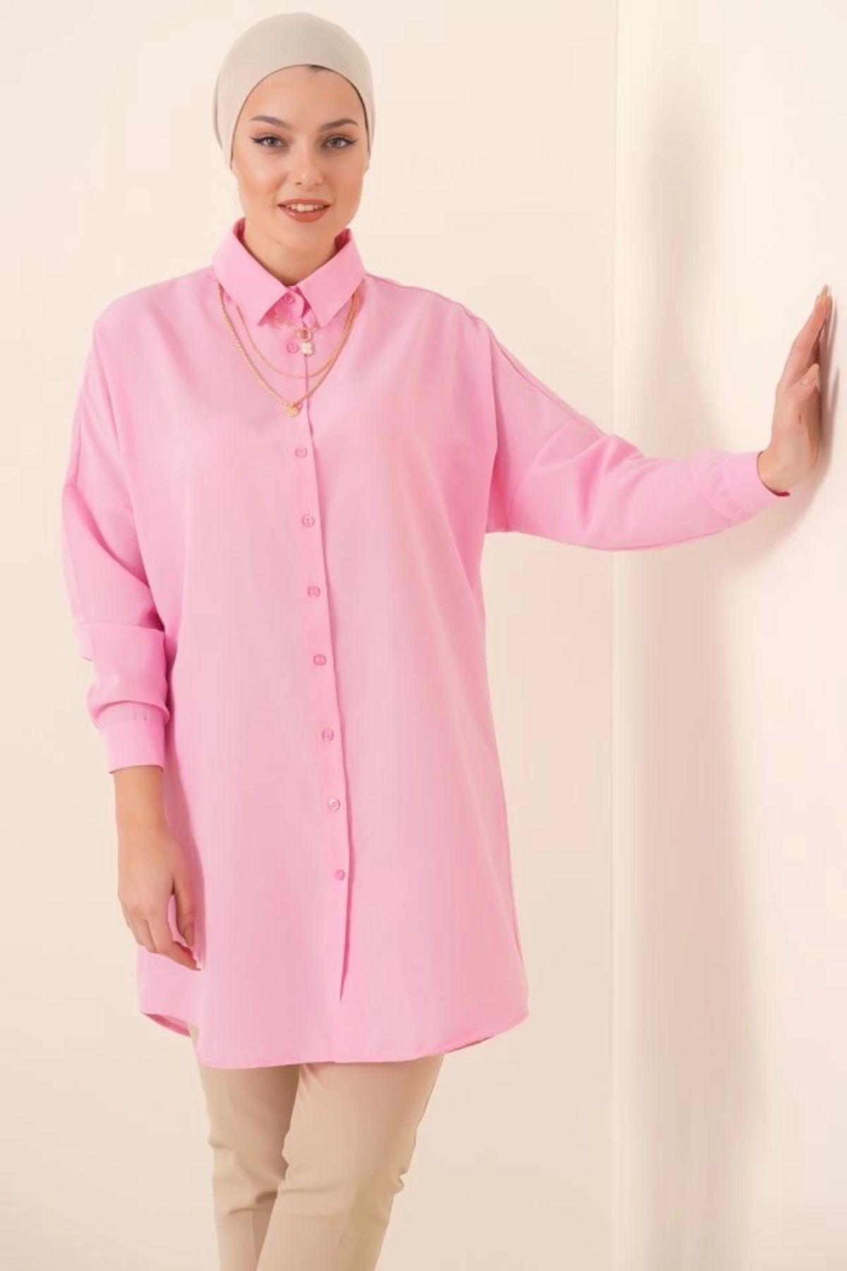 Butik 5845 Tesettür Tunik - Pembe