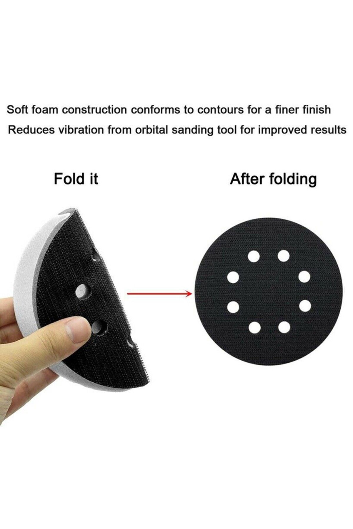 Choice-5Inch 2Pcs 5In 125mm 8-Holes Soft Sponge Interface Pad Hook & Loop Sanding Pads Backing Plate For Fe 6