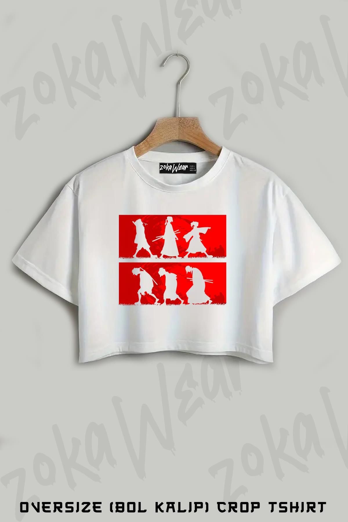 ZOKAWEAR Samurai Champloo Baskılı Oversize Crop T-Shirt