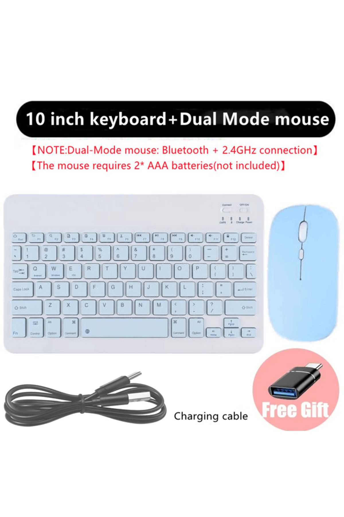 Choice-blue Rechargeable Bluetooth-compatible Keyboard Ultra-Slim Wireless Mouse Keyboard Set for Android W 1
