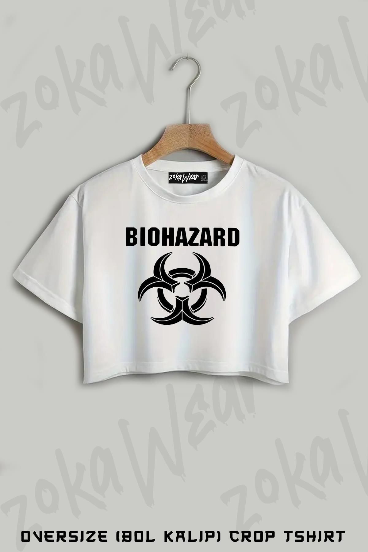 ZOKAWEAR Biohazard 2 Baskılı Oversize Crop T-Shirt