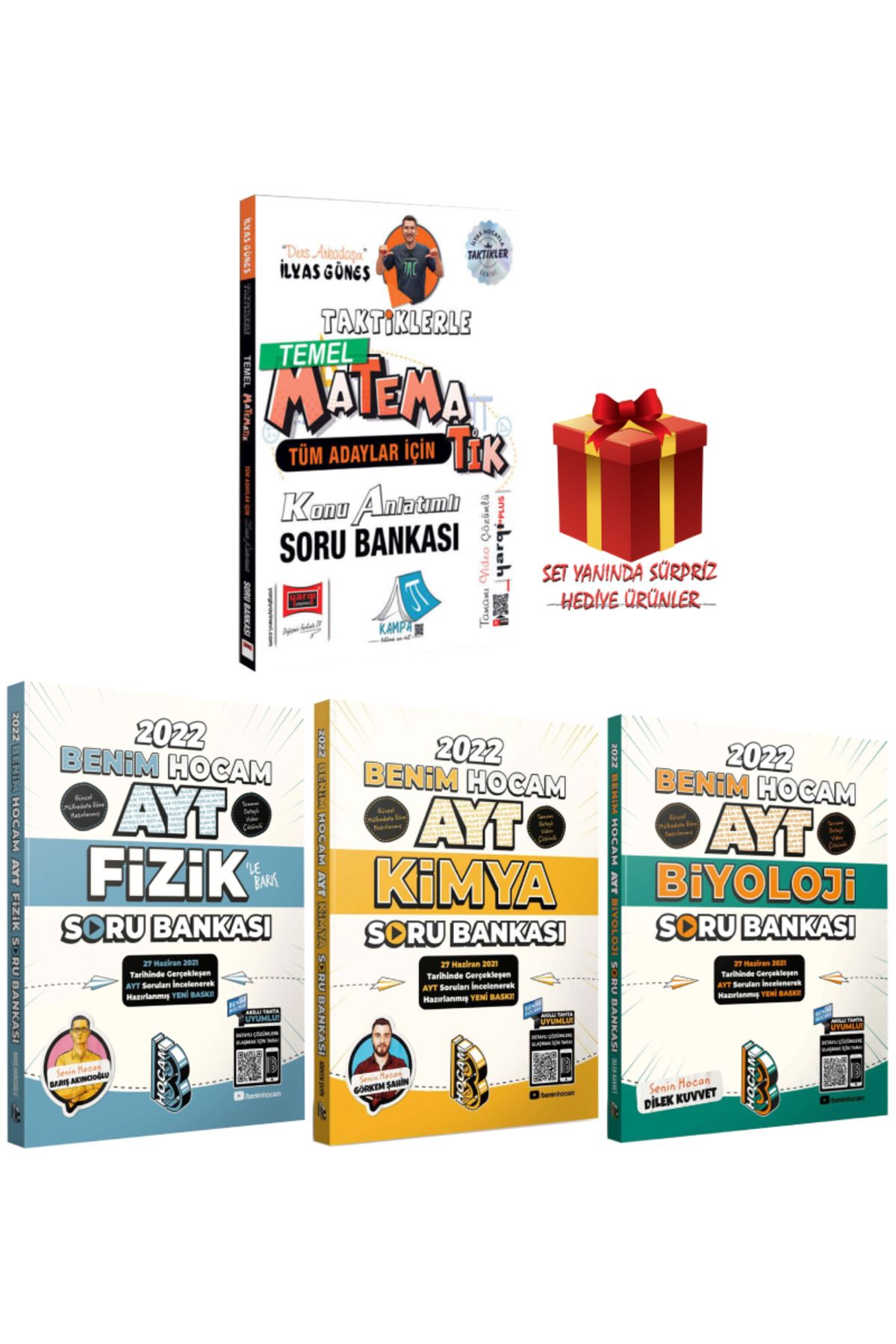 Yargı Yayınları İlyas Güneş Taktiklerle Matematik Konu Anlatımlı Soru Bankası+ Benim Hocam AYT Fizik Kimya Biyoloji