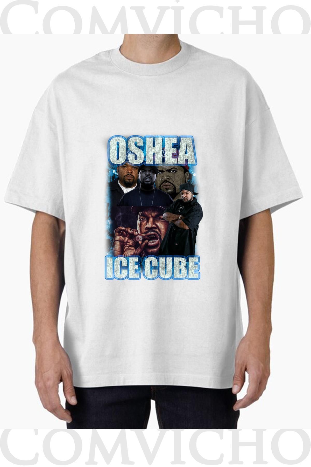 COMVİCHO Unisex ıce cube v12 Tasarım Baskılı Oversize Tişört