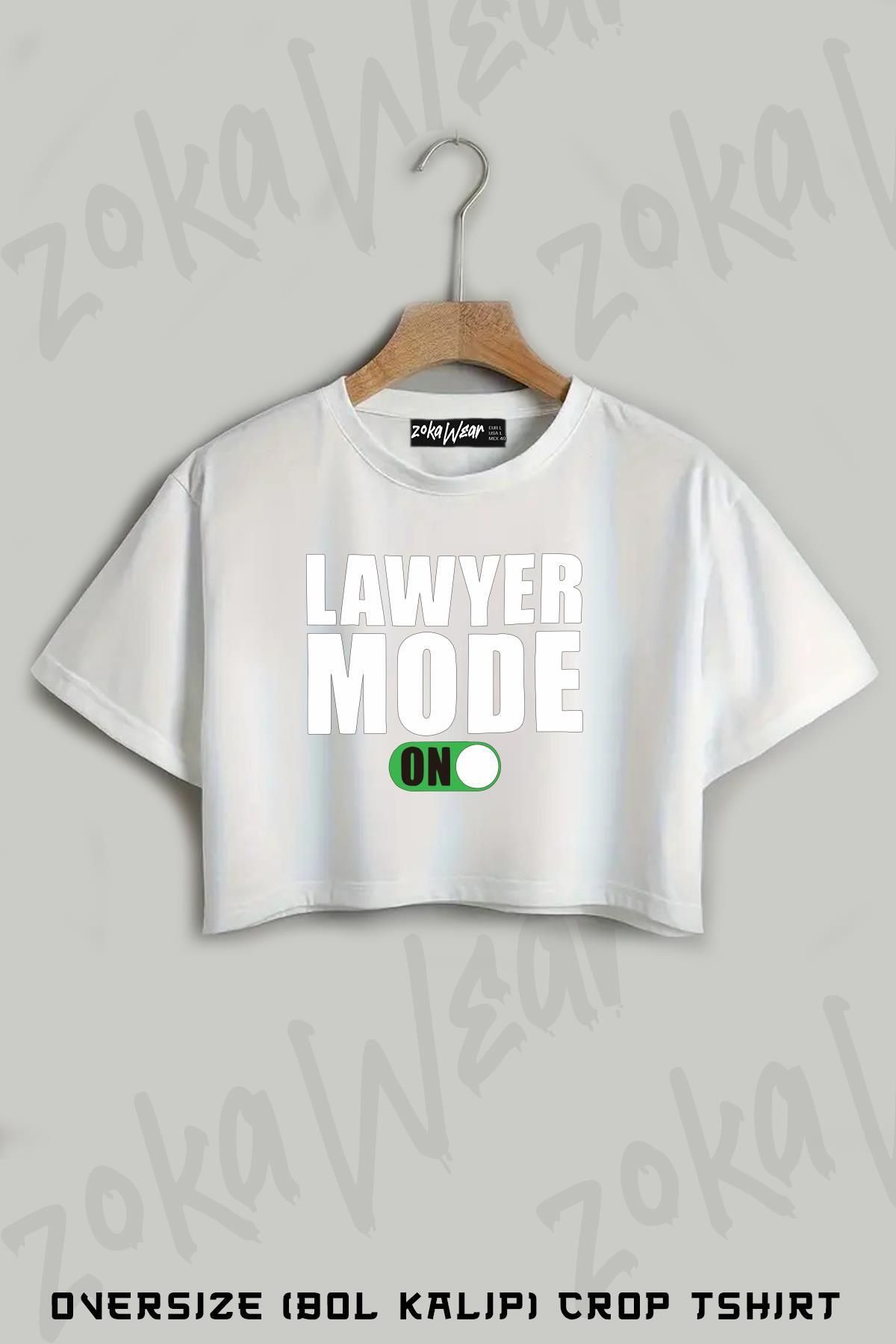 ZOKAWEAR Avukat Lawyer Mode On Baskılı Oversize Crop T-Shirt