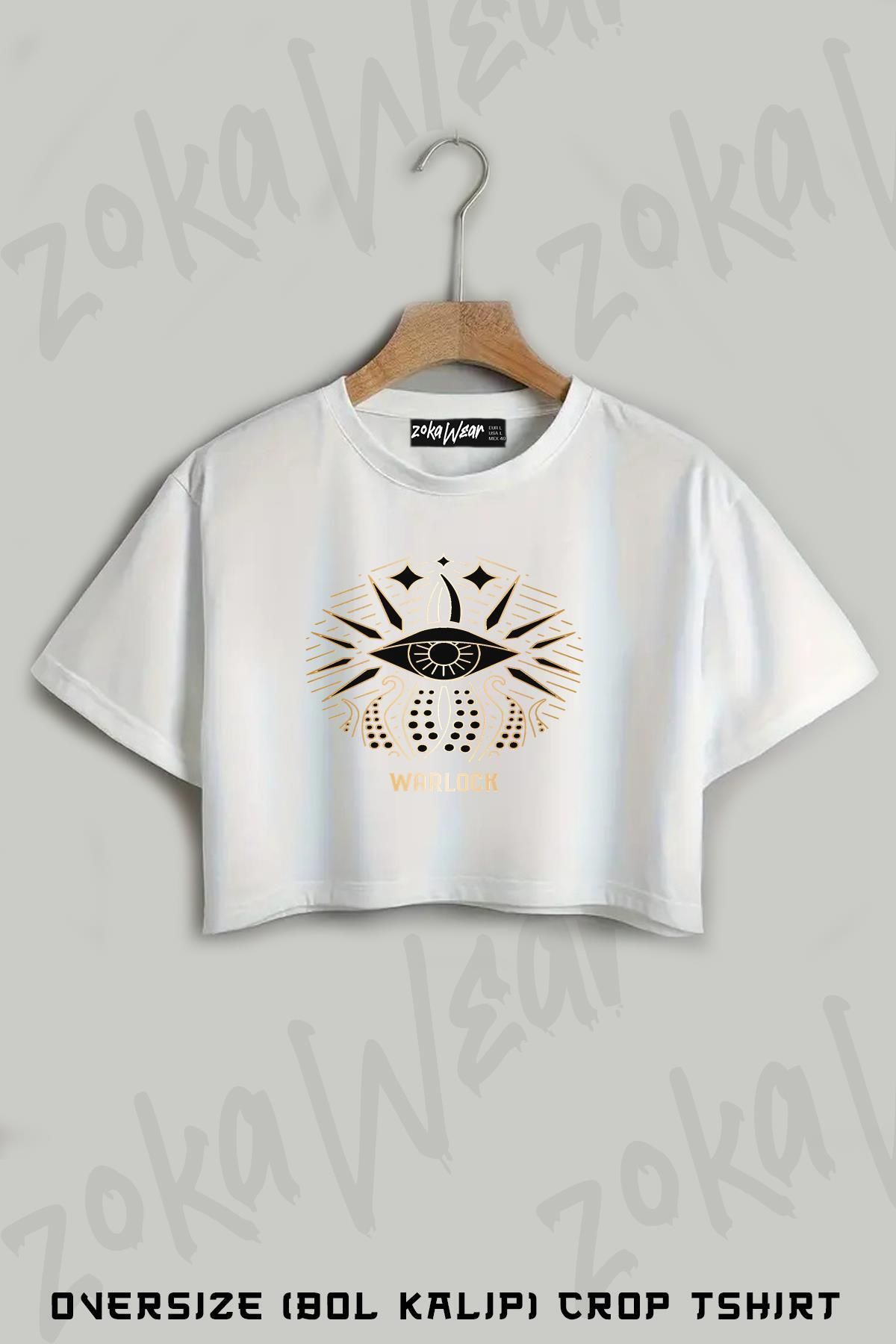 ZOKAWEAR Warlock Gold Baskılı Oversize Crop T-Shirt