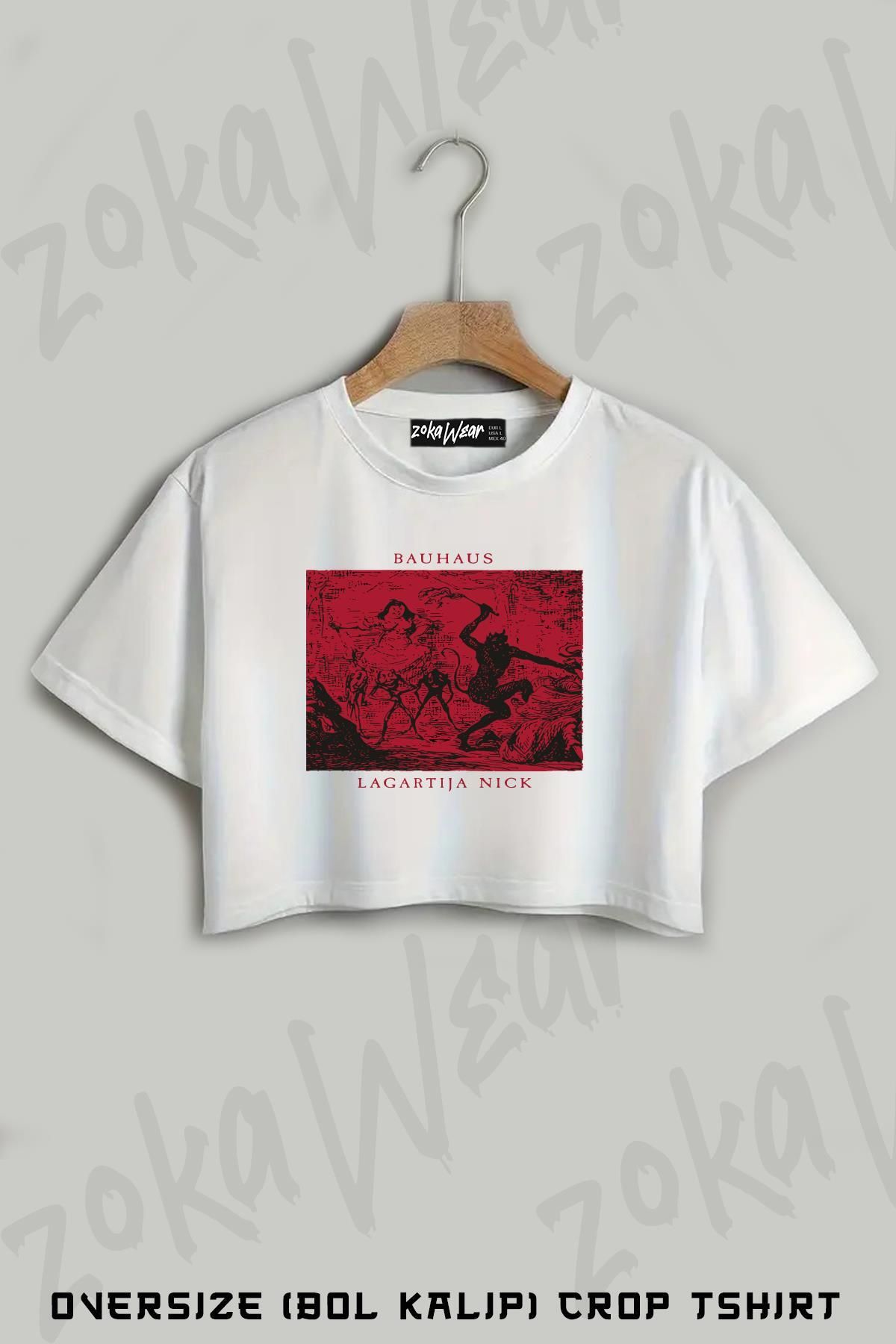 ZOKAWEAR Bauhaus Lagartija Nick Goth Gothic Bela Lugosi's Dead2 Baskılı Oversize Crop T-Shirt