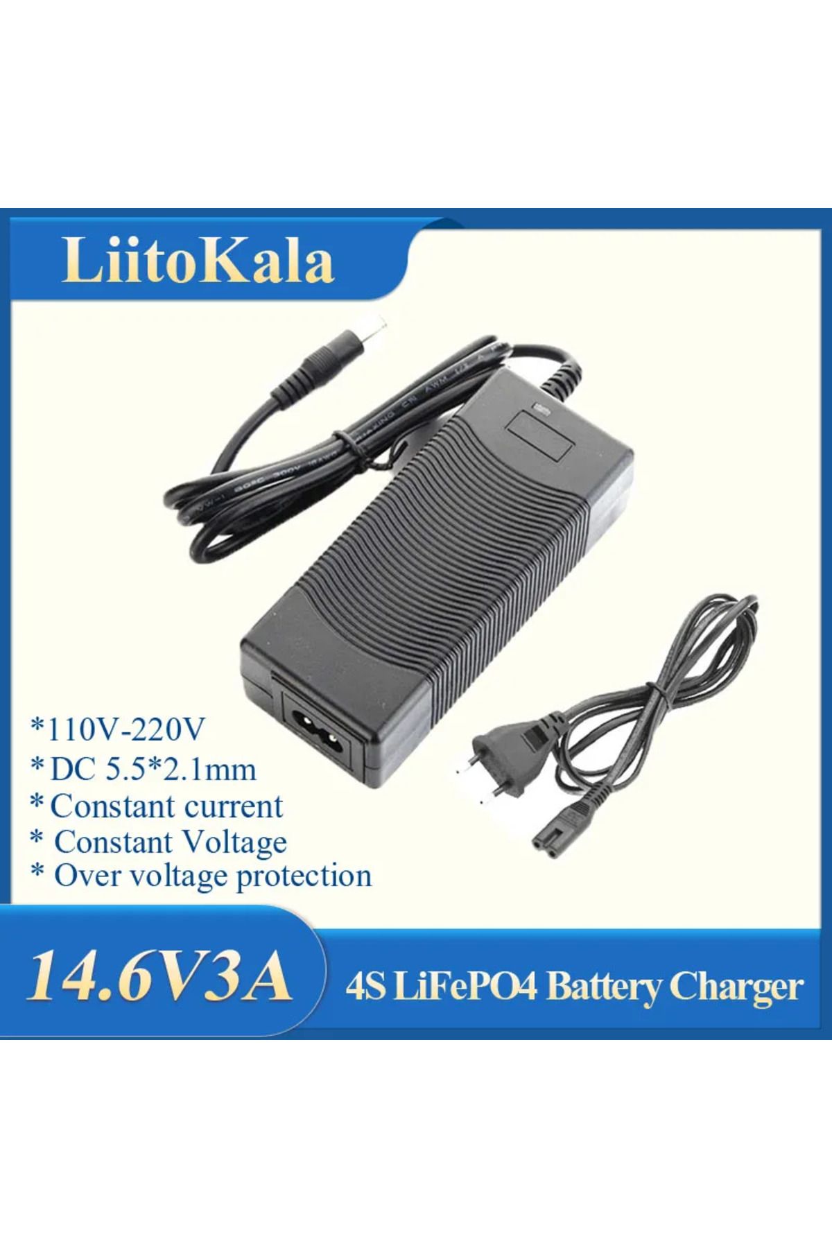 liitokala-4S-14.6V3A LiitoKala 4S 14.6V3A/5A LiFePO4 battery Charger 12V/14.6V5A LiFePO4 Battery Charger Input 1