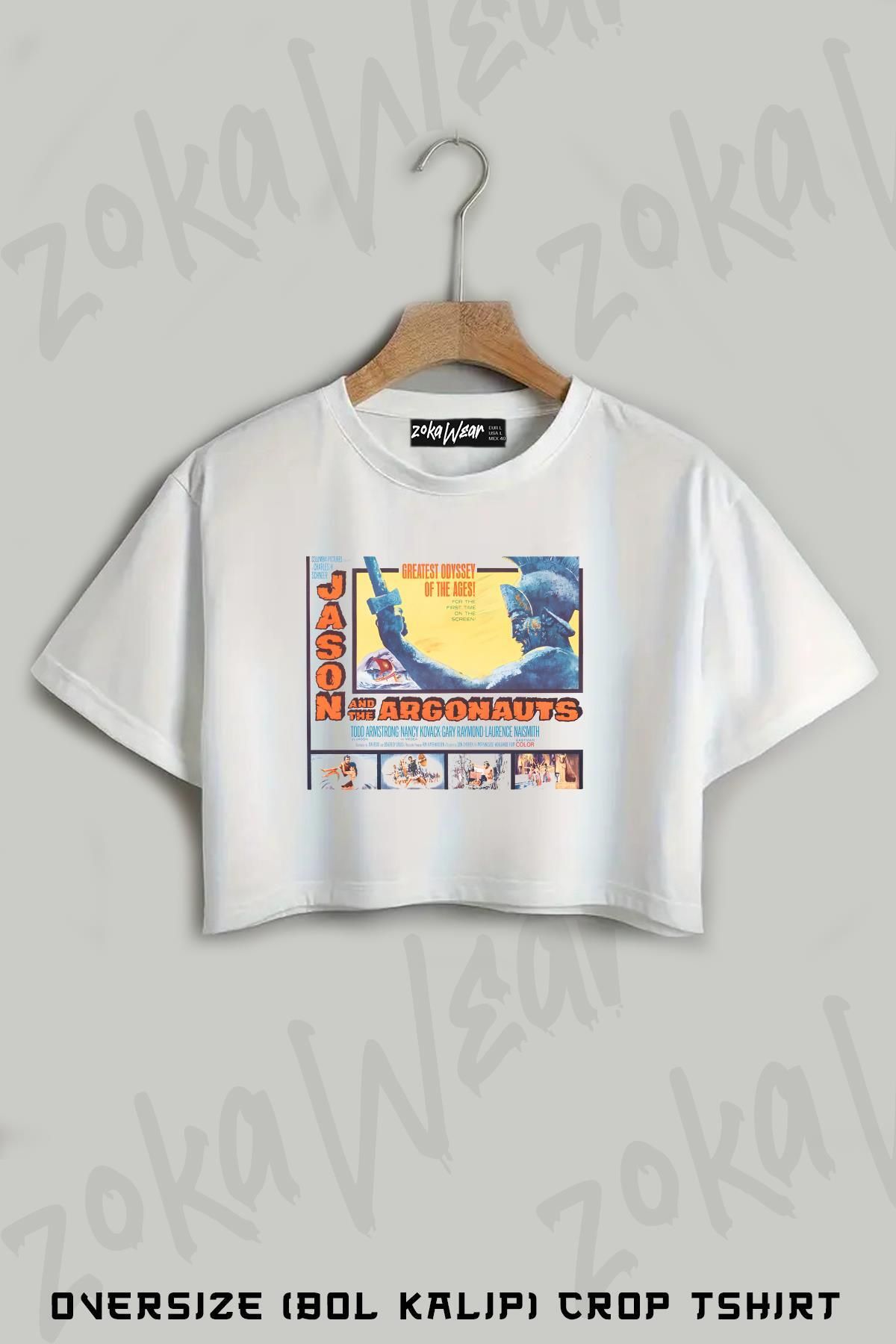 ZOKAWEAR Jason And The Argonauts Movie Poster Baskılı Oversize Crop T-Shirt