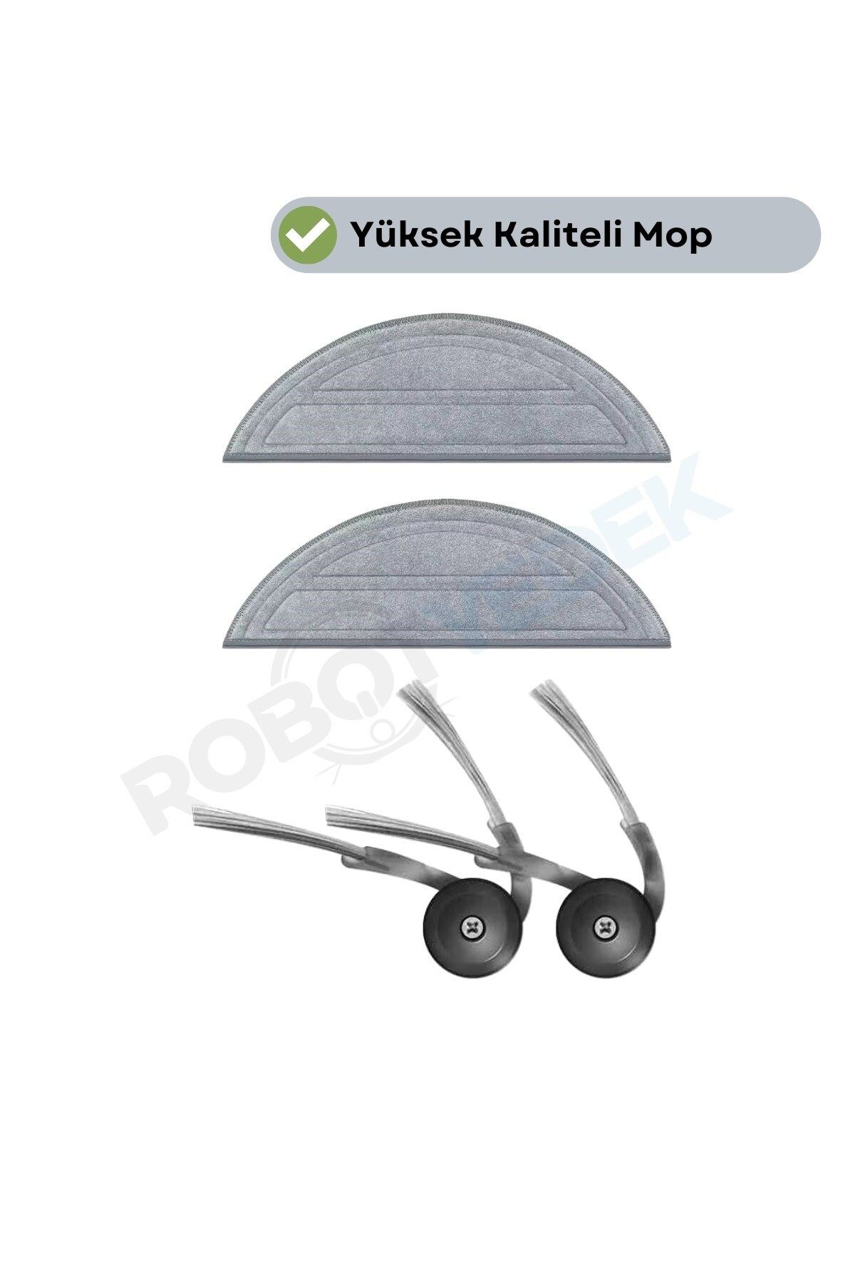 robotyedek Roborock S8 Pro (Ultra Değil!) Uyumlu Mop ve Yan Fırça-4 Parça