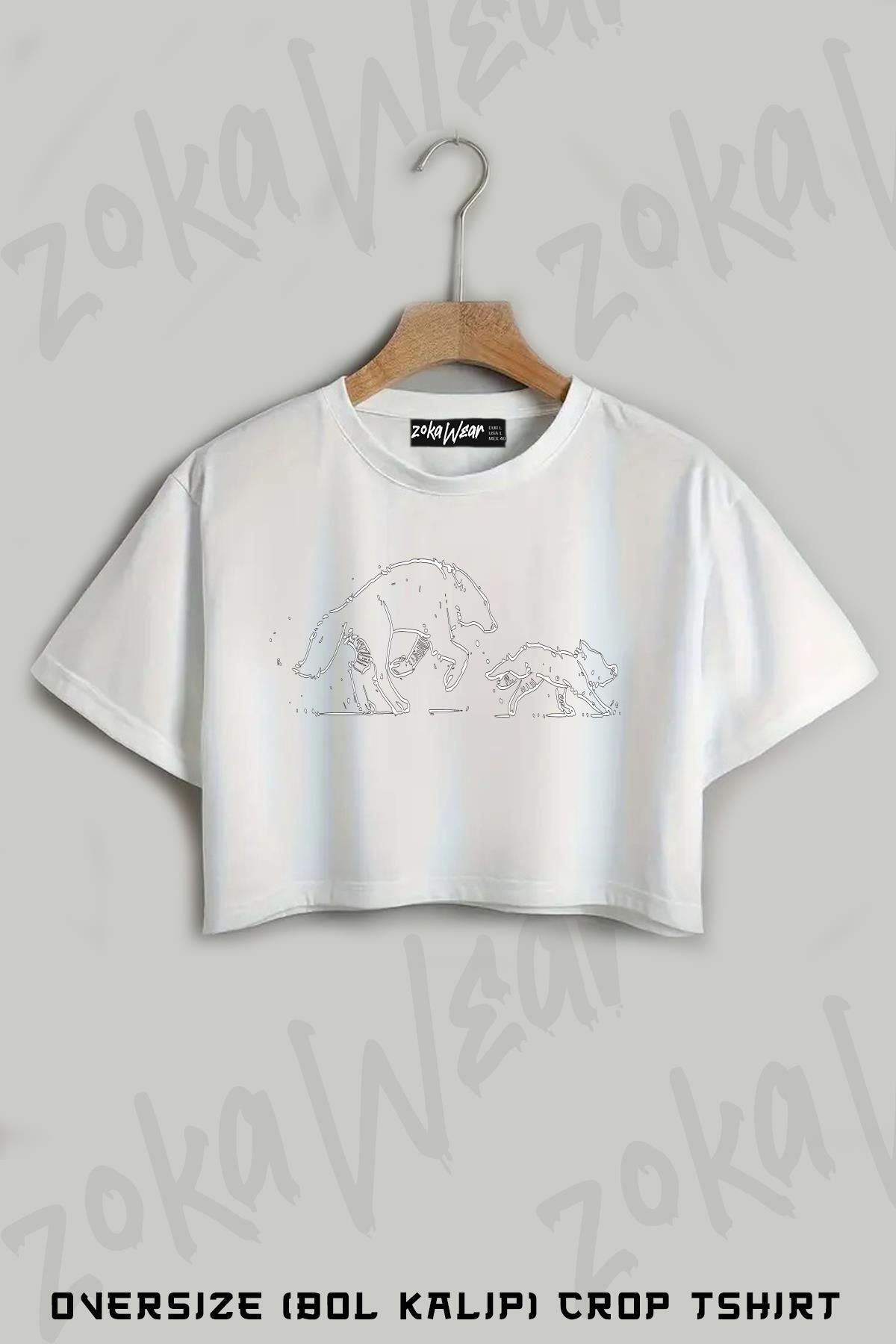 ZOKAWEAR Life is Strange 2 Wolves Baskılı Oversize Crop T-Shirt