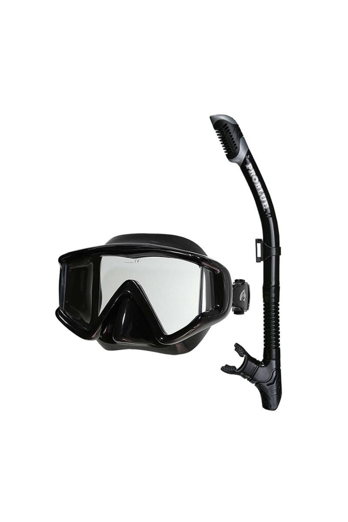 PROBLUE SET MS VISION PLUS3 Maske, DRY Snorkel, Siyah