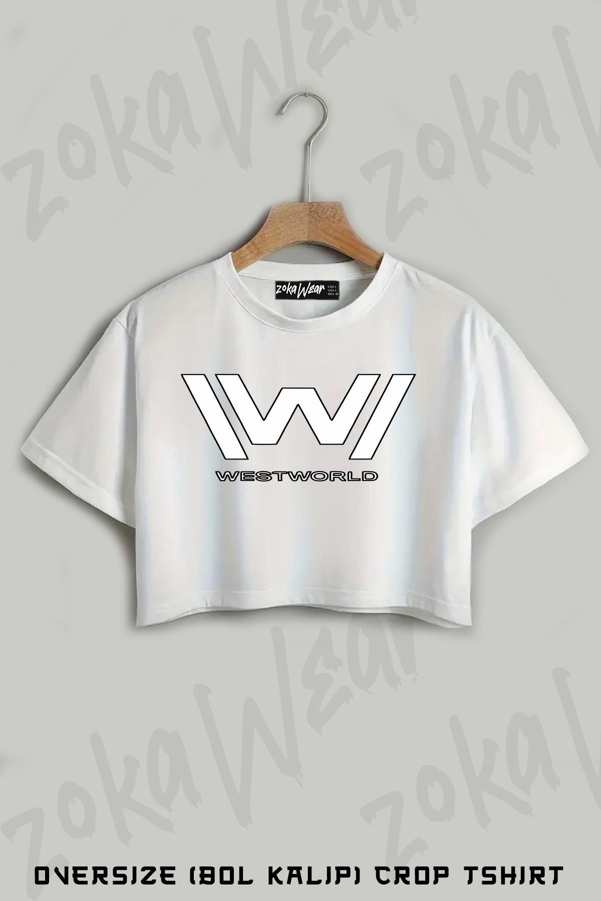 ZOKAWEAR Logo V2 Westworld Baskılı Oversize Crop T-Shirt