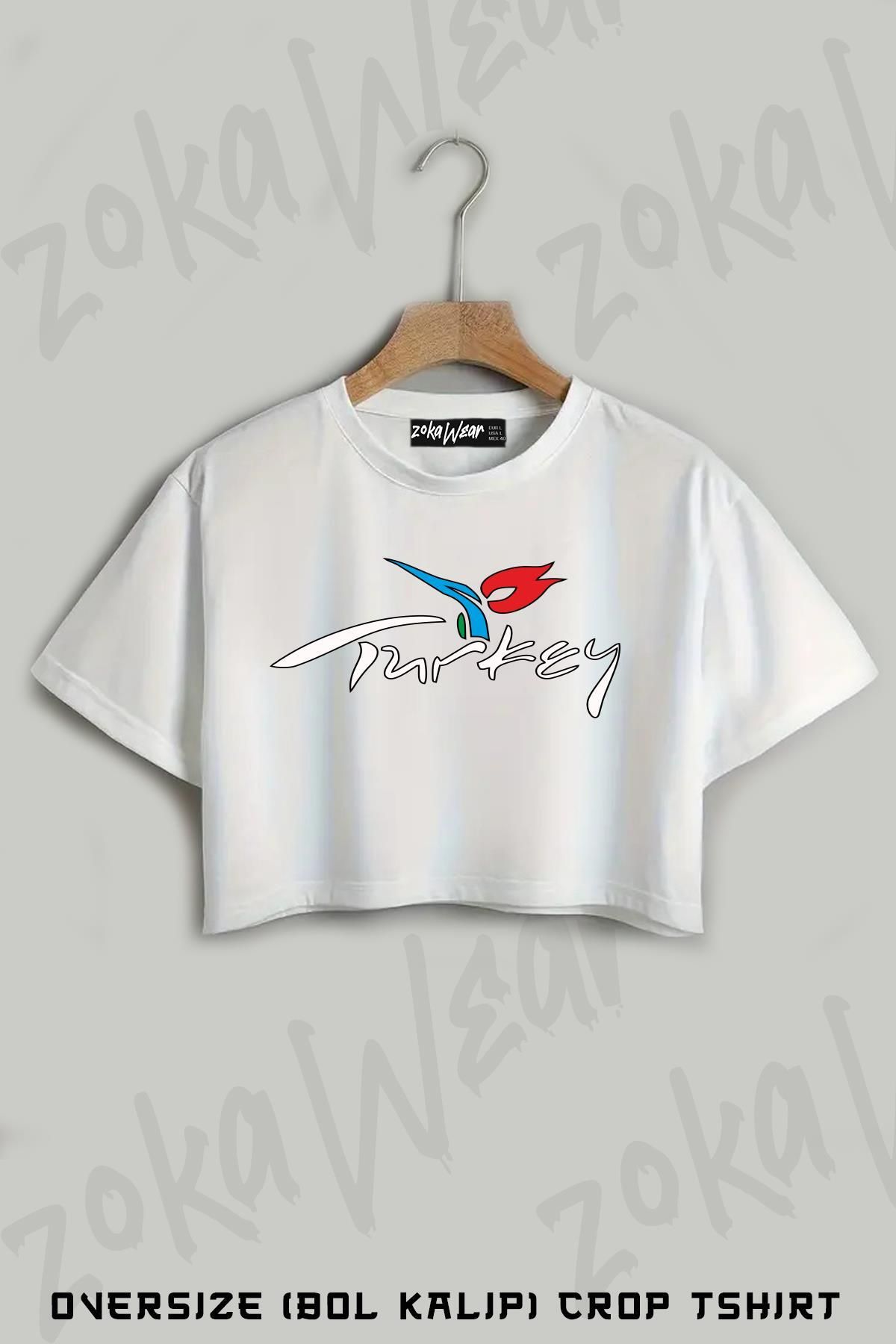ZOKAWEAR Türkiye Turizm Laleli Baskılı Oversize Crop T-Shirt