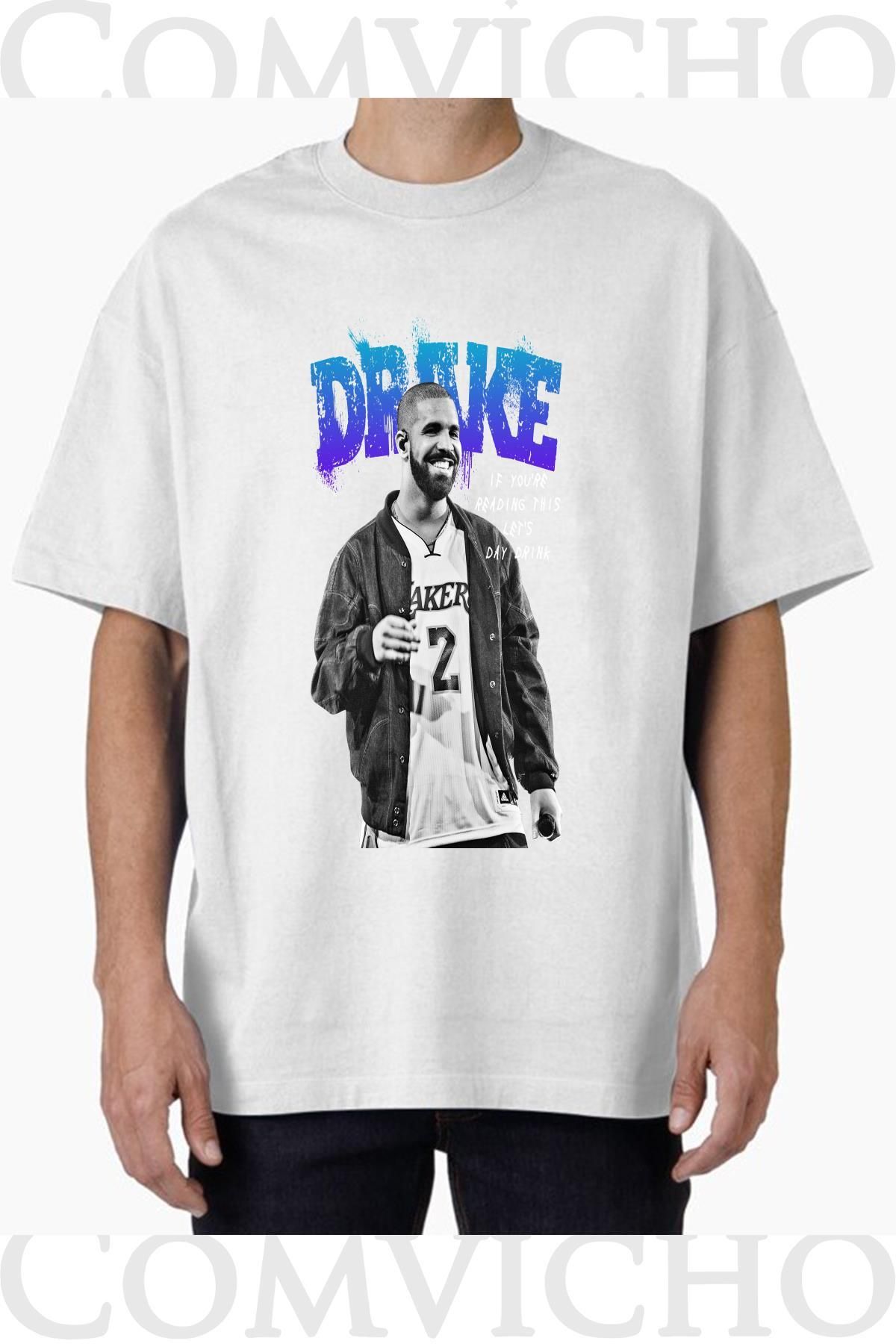 COMVİCHO Unisex drake v3 Tasarım Baskılı Oversize Tişört