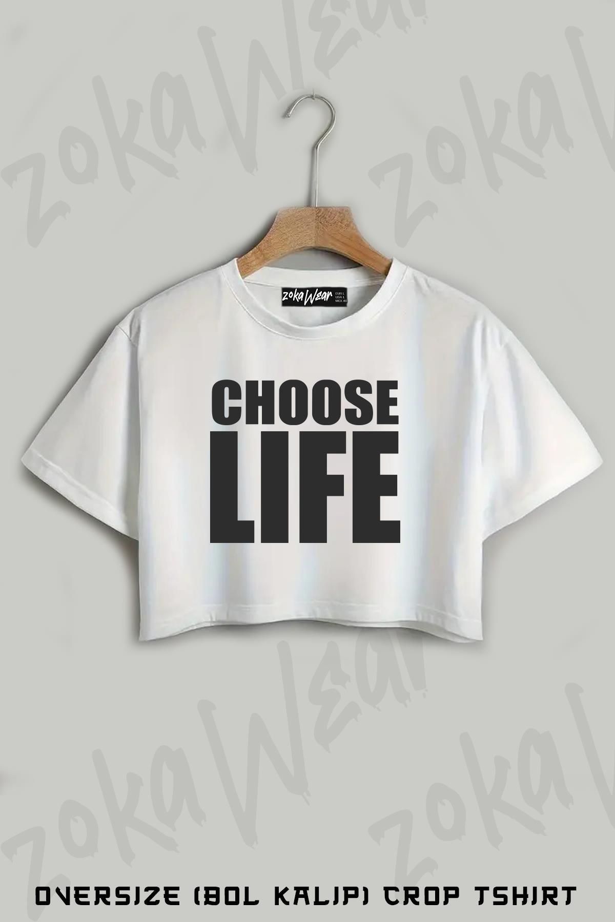 ZOKAWEAR Choose Life Wham! Baskılı Oversize Crop T-Shirt