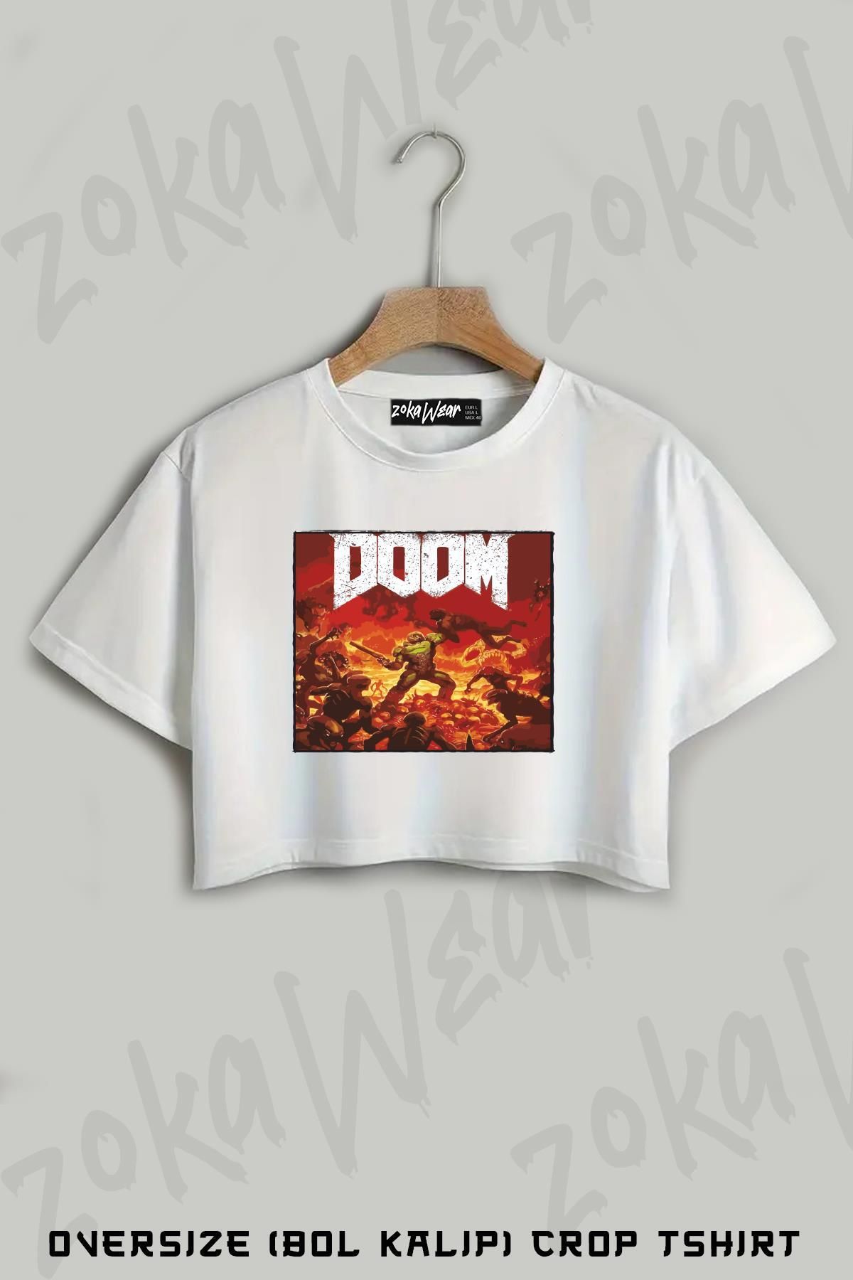 ZOKAWEAR Doom Baskılı Oversize Crop T-Shirt