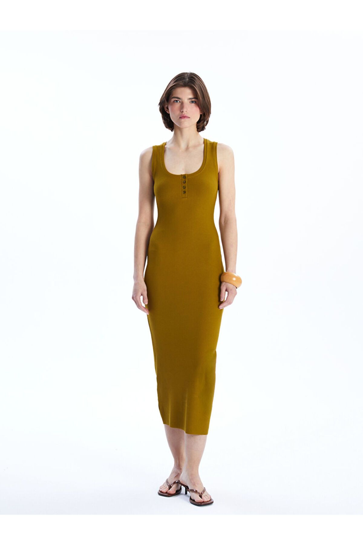 LC Waikiki Yeni Sezon U Yaka Dokulu Bodycon Elbise - S5M639Z8