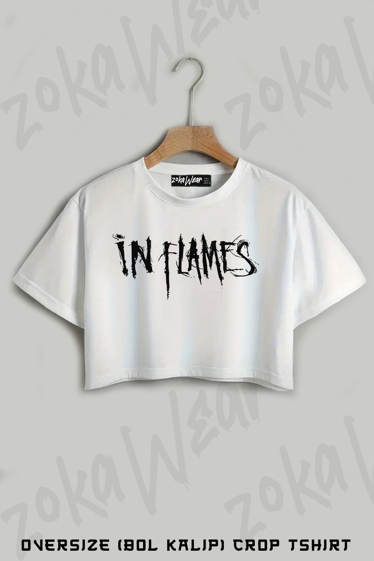 ZOKAWEAR V2 In Flames Baskılı Oversize Crop T-Shirt