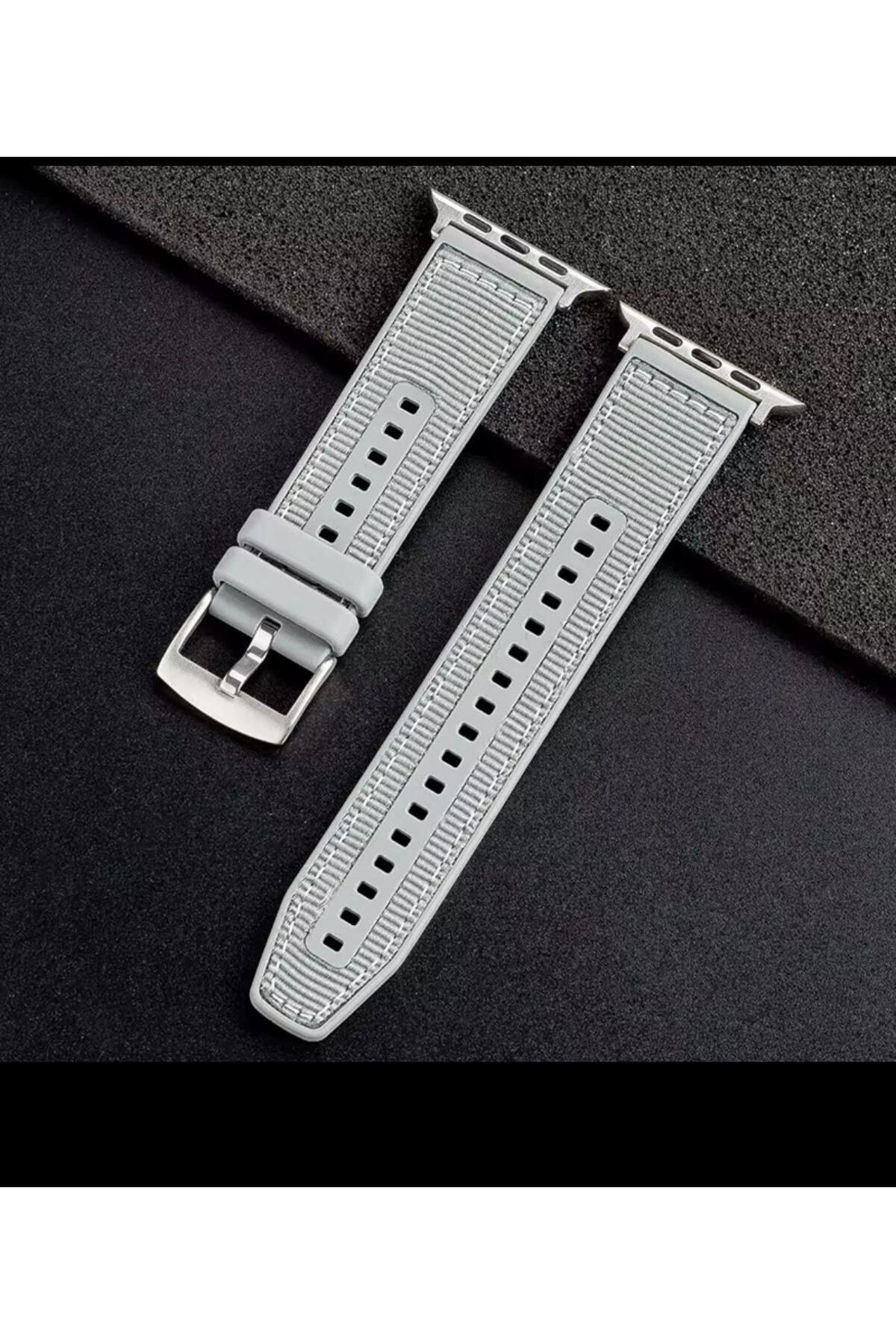 Mi7a Apple watch 38/40mm Dikiş Desenli Dokuma Silikon Kordon