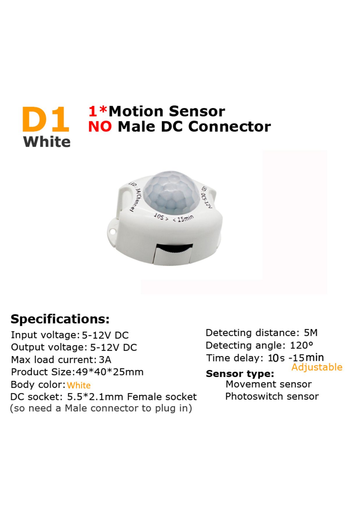 Choice-2dc Connectors Motion Sensor Light Switch 5v 12v Dc Movement Detector Activated Timer Automatic Swit 1
