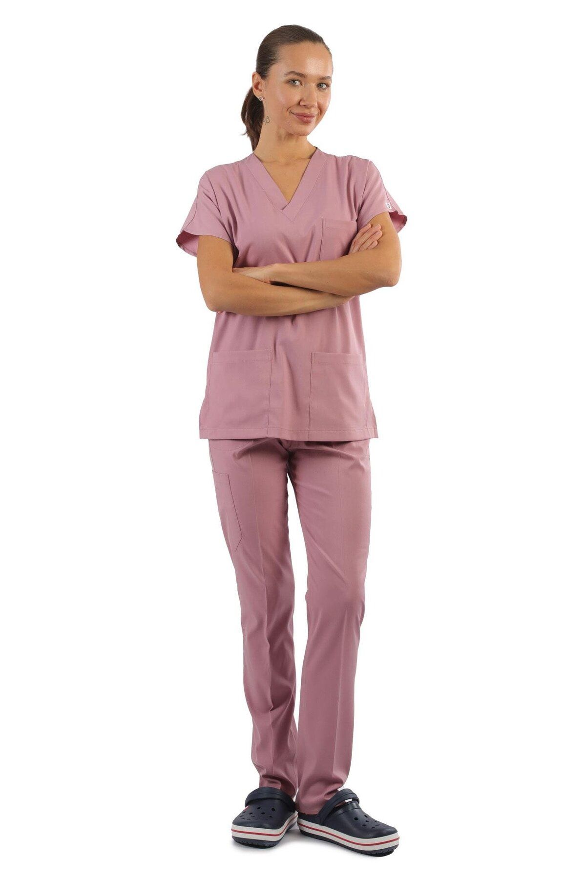 ASFORMA Scrub-Premium Likralı Bayan-Pudra