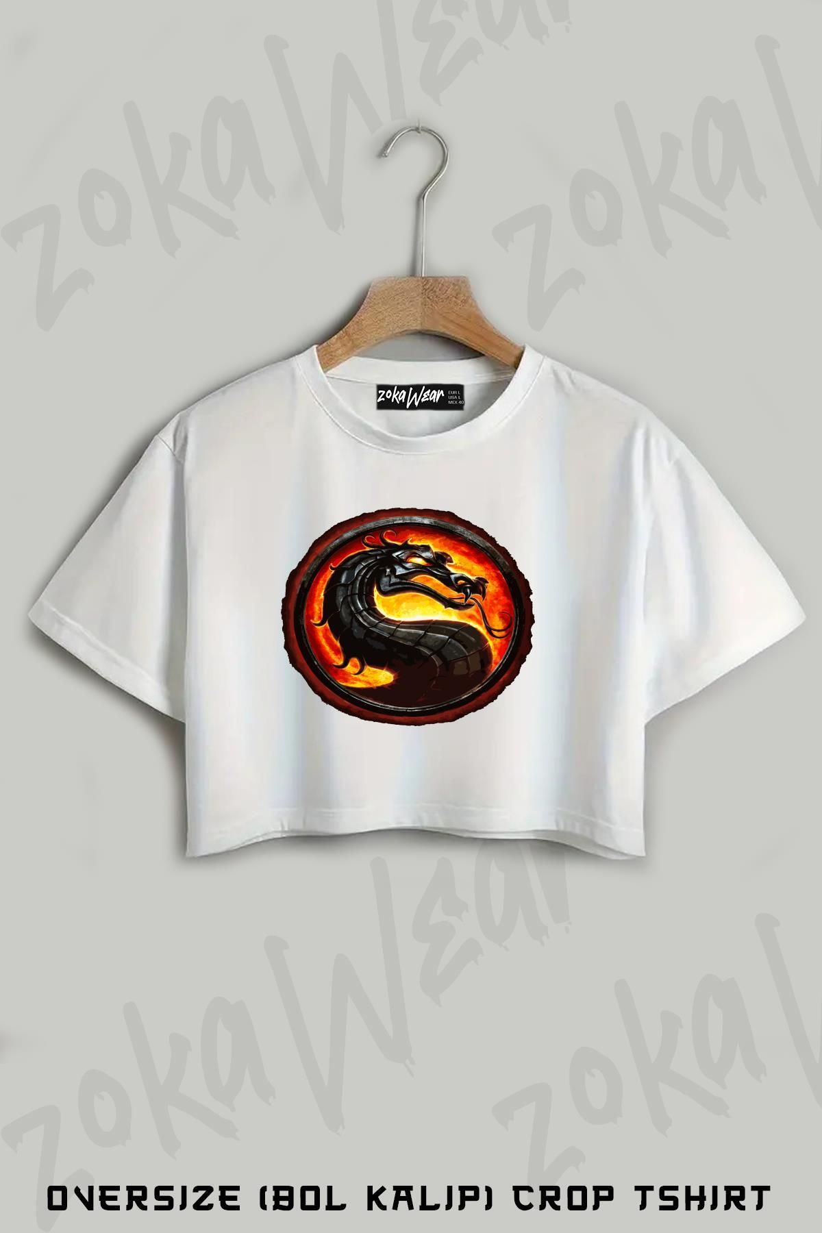 ZOKAWEAR Mortal Kombat Baskılı Oversize Crop T-Shirt