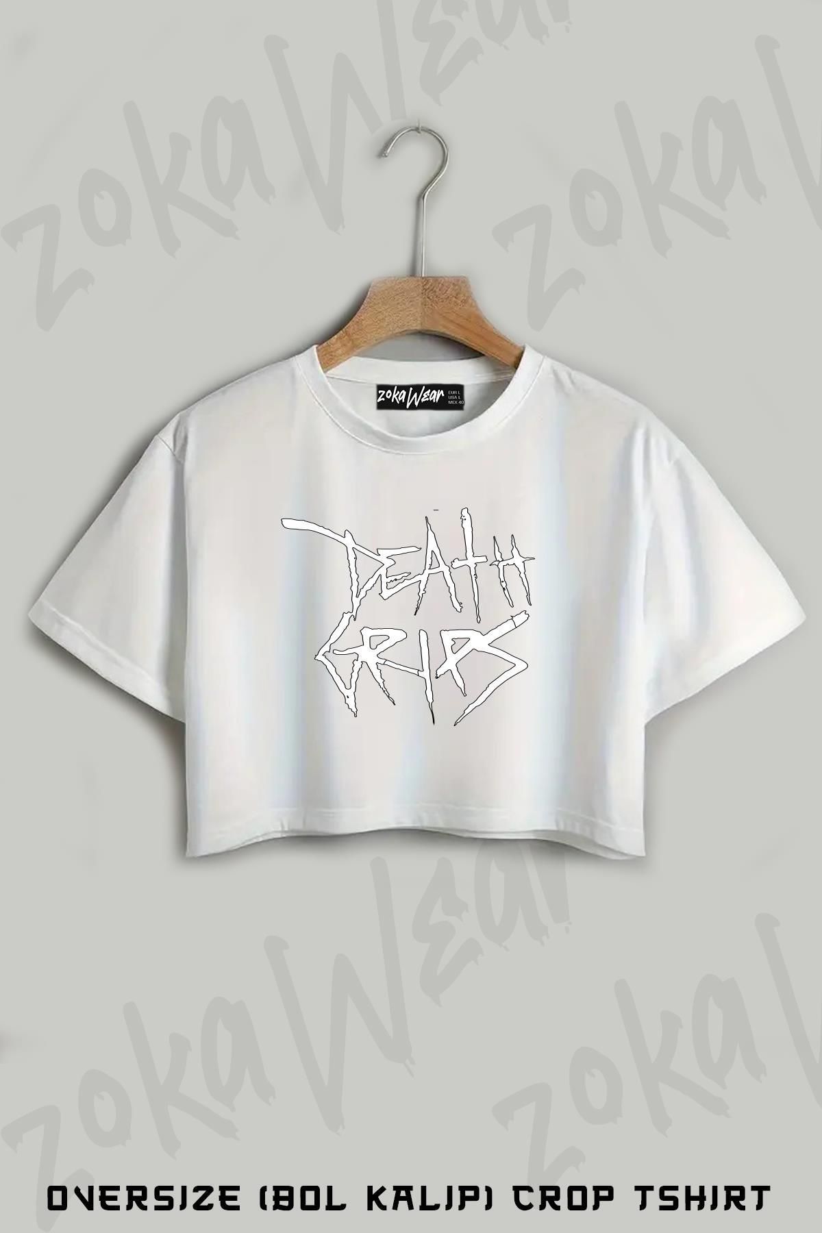 ZOKAWEAR Death Grips v3 Baskılı Oversize Crop T-Shirt