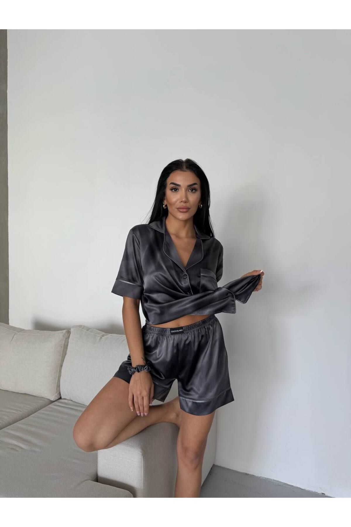Gamze Day's Lingerie Saten Kısa Pijama Takımı