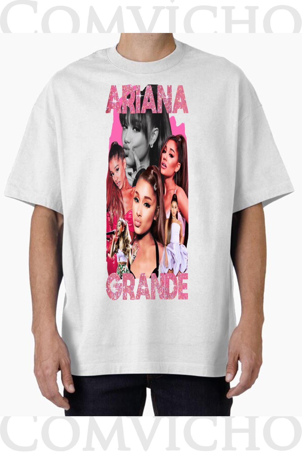 COMVİCHO Unisex arıana grande v2 Tasarım Baskılı Oversize Tişört